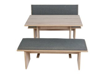 kundler home Essgruppe Sitzbank mit Lehne, Küchenbank gepolstert L:125cm, Esstisch Set 3-tlg.