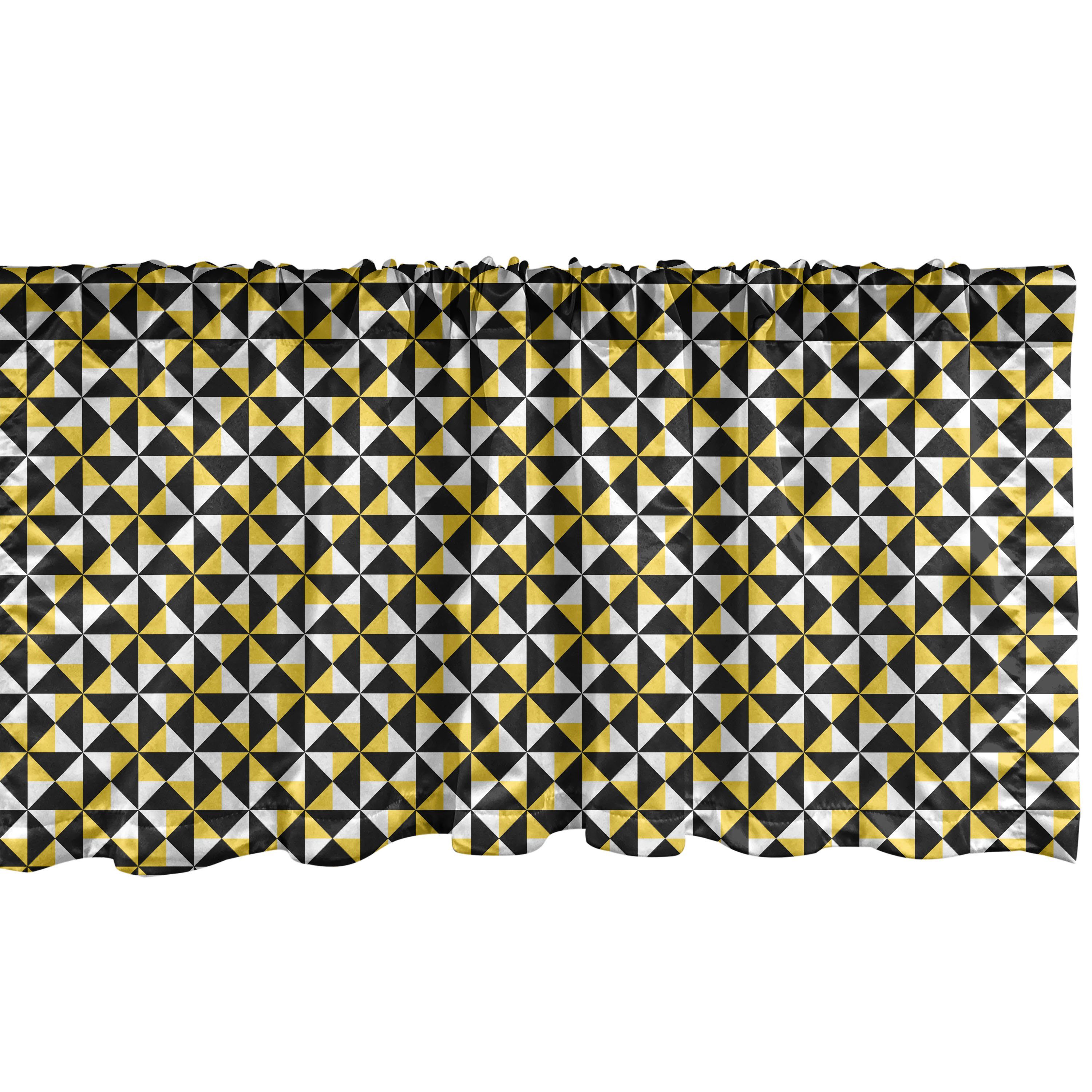 Scheibengardine Vorhang Volant für Küche Schlafzimmer Dekor mit Stangentasche, Abakuhaus, Microfaser, Panne Bicolor Abstrakte geometrische