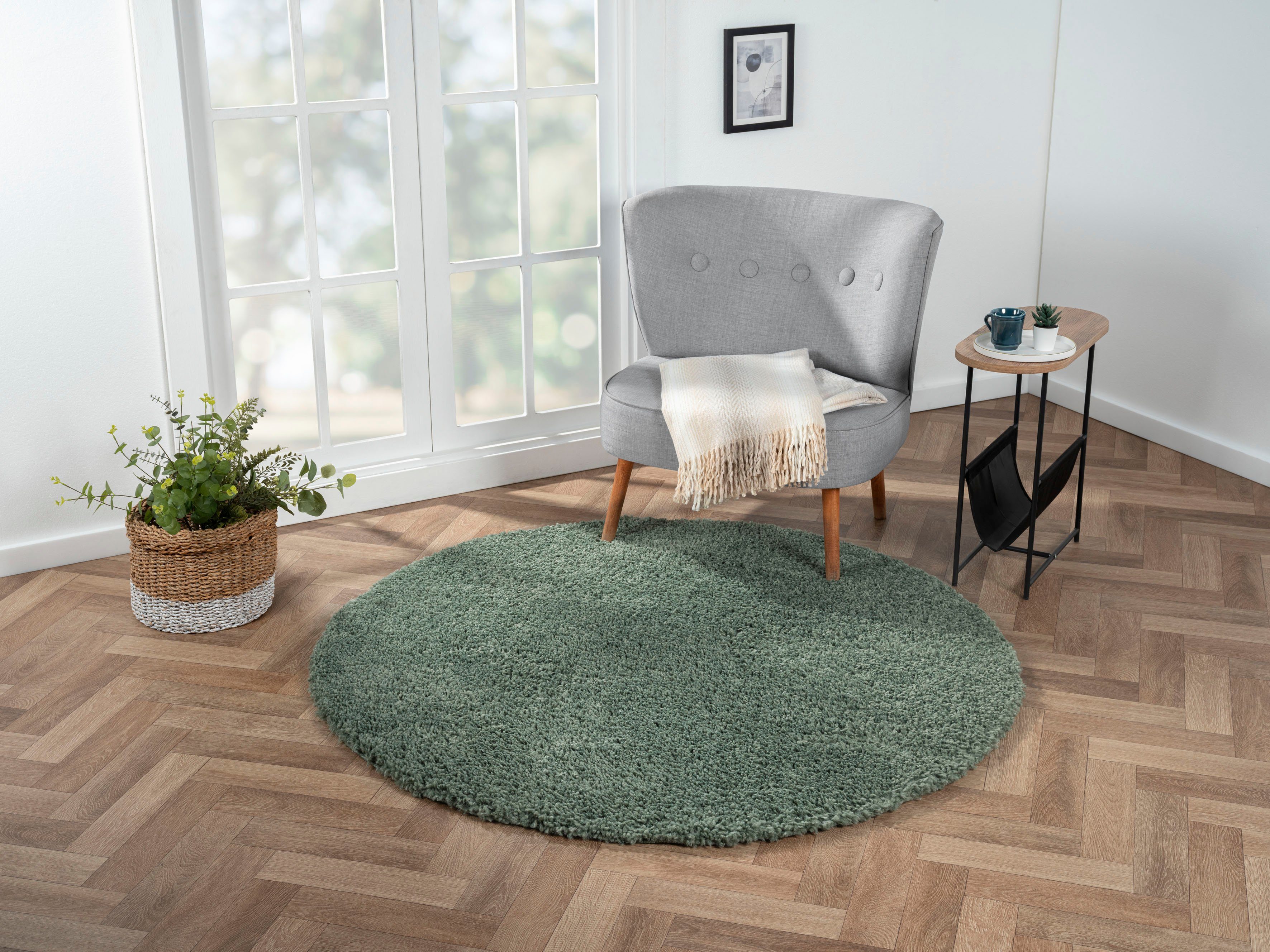 Myflair Möbel & Accessoires Hochflor-Teppich »My Shaggy«, rund, 37 mm Höhe, günstig online kaufen