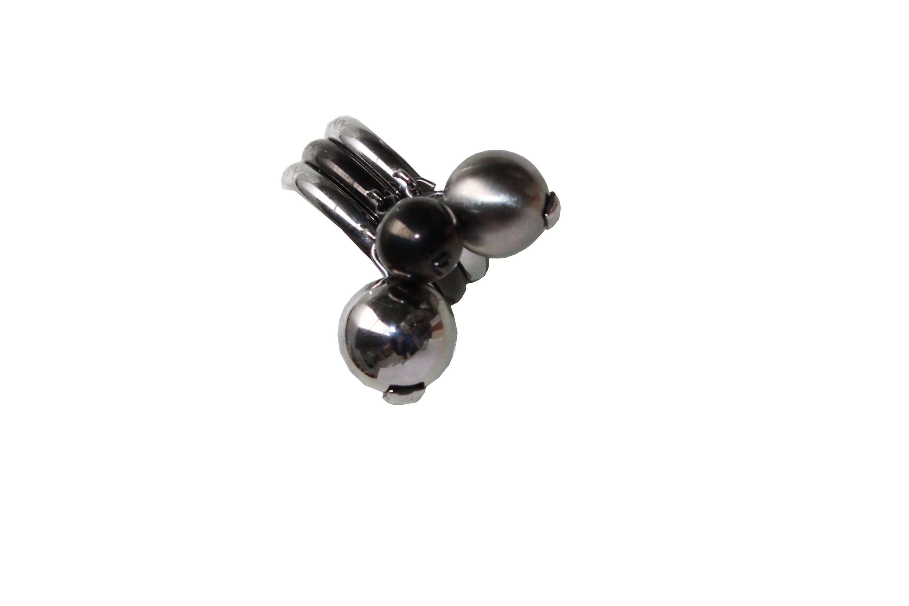 DKNY Fingerring Damen, aus Edelstahl, Silber/Grau/Schwarz, Kunstperlen, Gr. 50 (15,9mm)