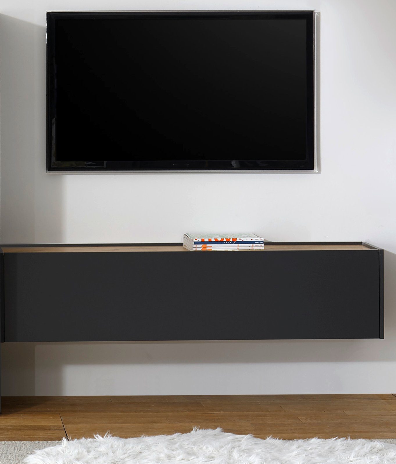 Furn.Design Lowboard Center (Hängeschrank in grau mit Eiche, Breite 150 cm) günstig online kaufen