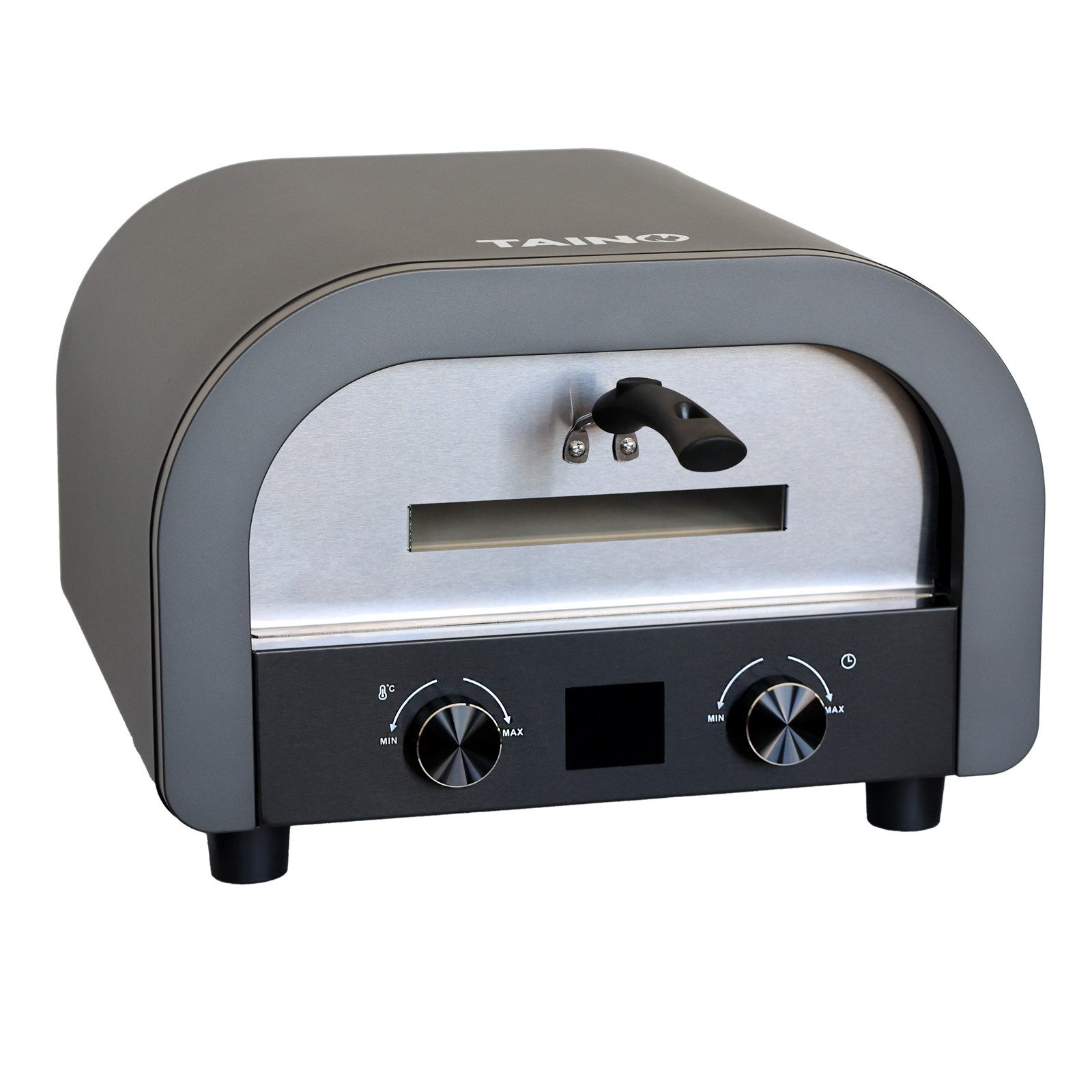 TAINO Pizzaofen, Elektronisch, LED-Display, Tür mit Glasscheibe, Stahl, Schwarz
