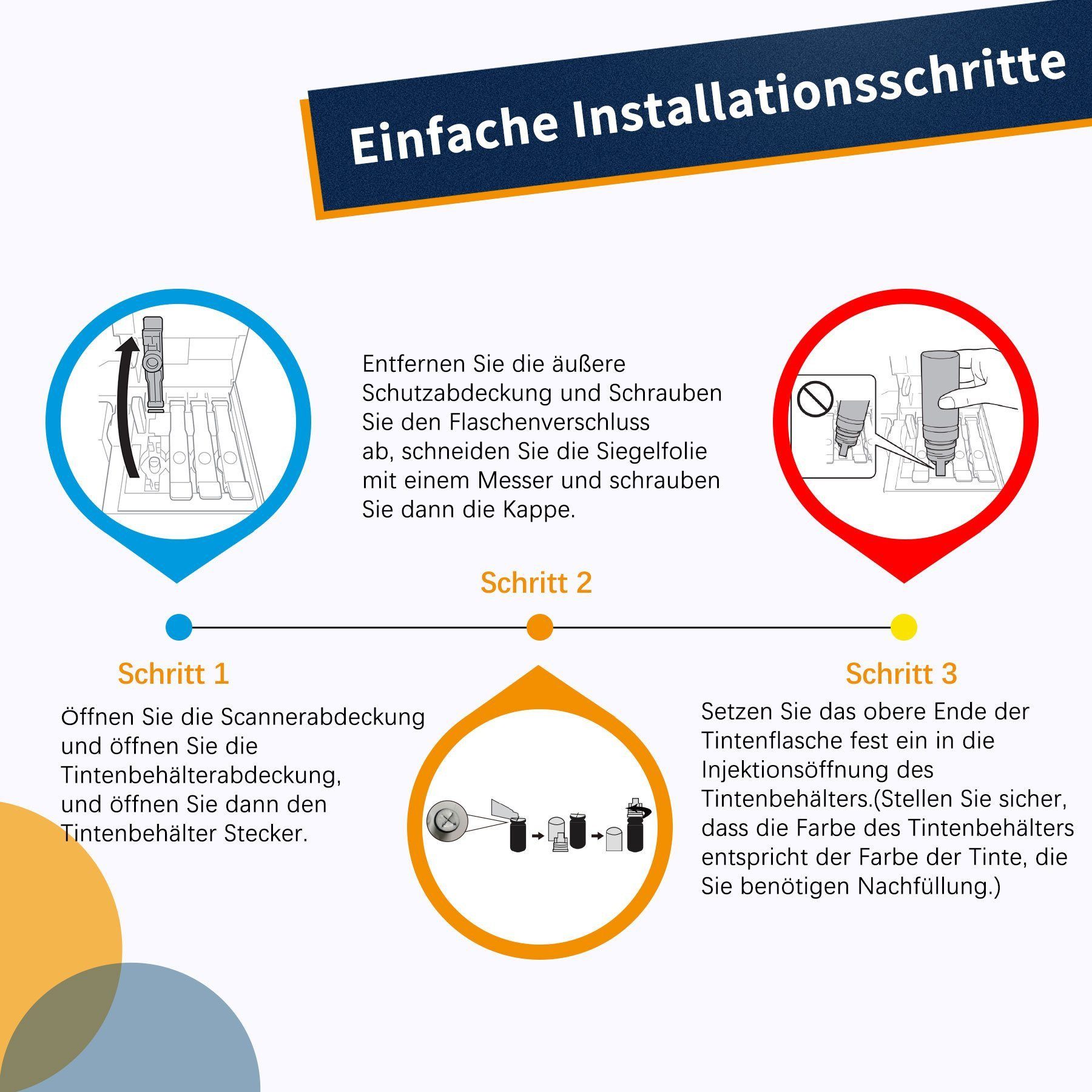 ColorKing 4er Refill für EPSON 104 102 Ecotank Nachfülltinte (für epson, ET-2820 ET-2821 ET-2825 ET-2826, x, ET-2700 ET-2710 (x) – Bild 4 von 5