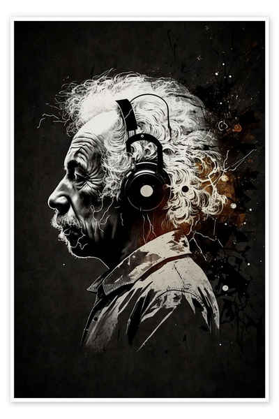 Posterlounge Poster Durro Art, Einstein Headphones Pop Art, Illustration