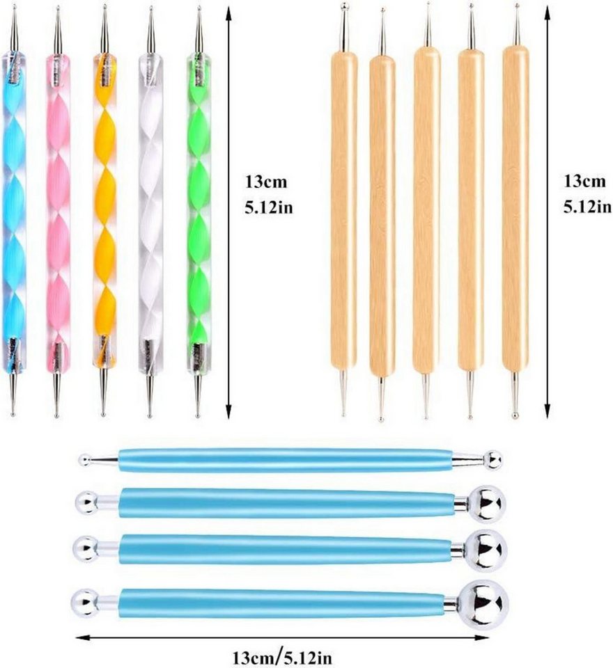 Thumbnail - LuxusKollektion Stopfnadel Punktierung Werkzeug Set 14 Stücke Dotting Tools Aufbewahrungsbox