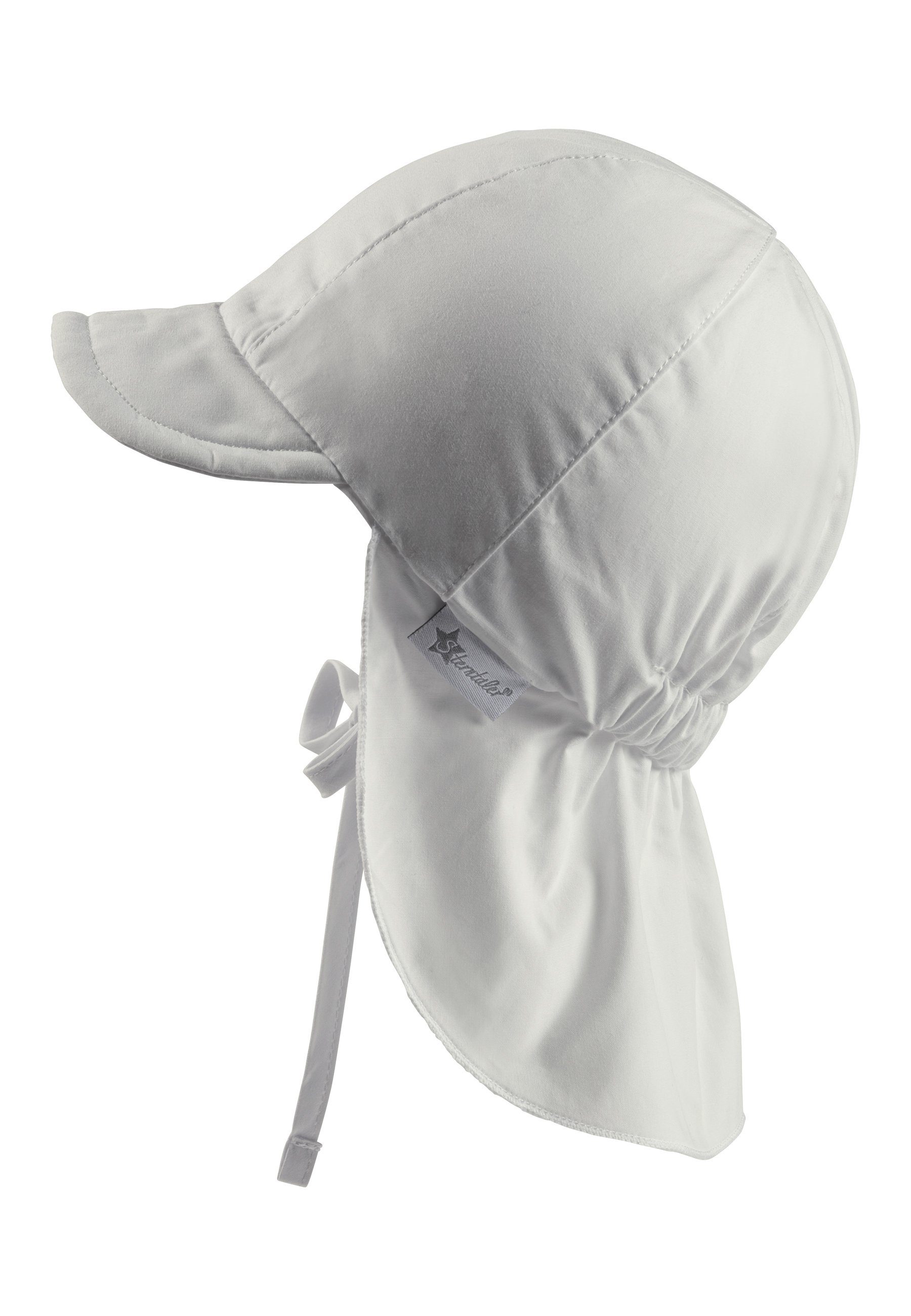 Sterntaler® Schirmmütze 50+ Schirmmütze mit Nackenschutz uni (1-St) Kinderhut aus UV-Popeline mit Bindeband und UV-Schutz 50+