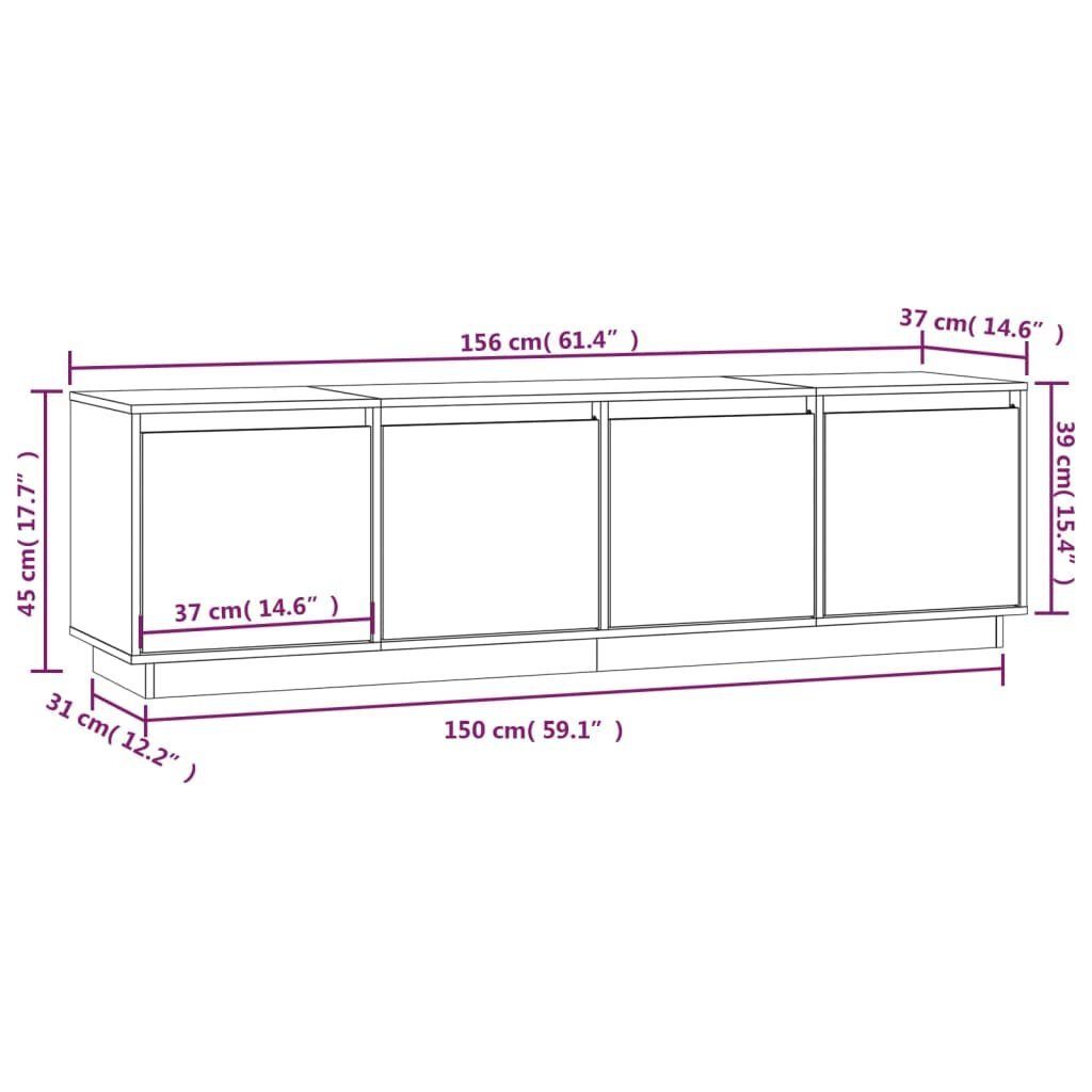 Massivholz cm TV-Schrank Schwarz furnicato Kiefer 156x37x45