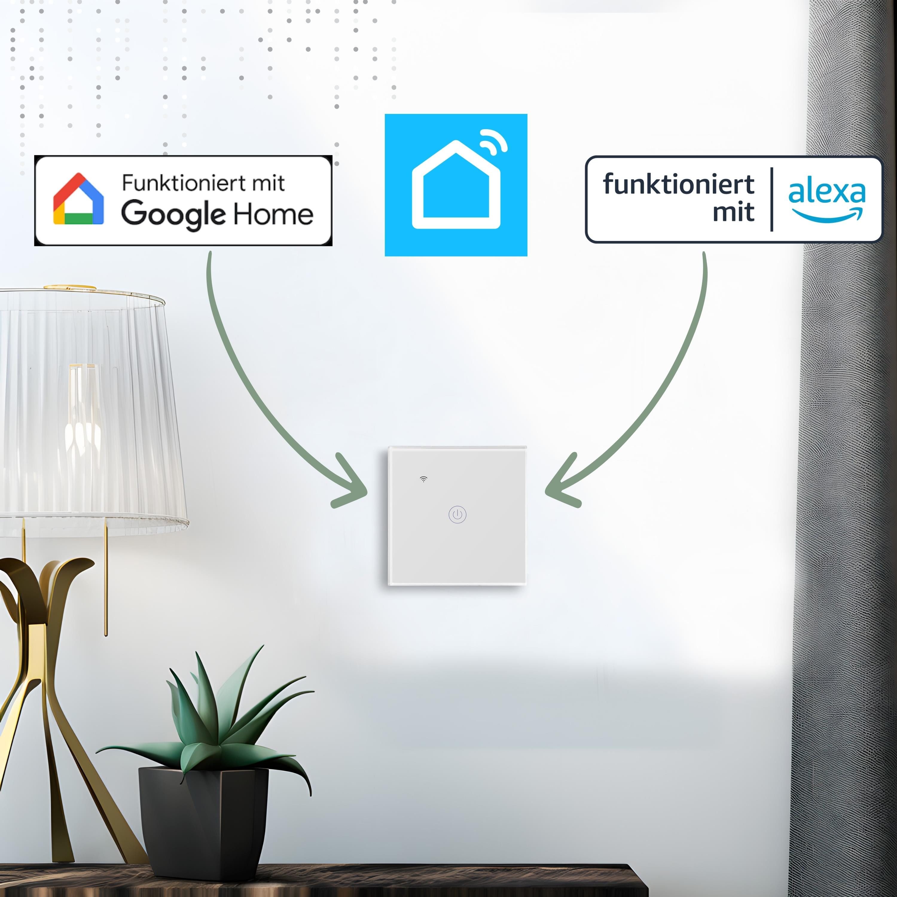 echos Eco-4150 Smarter Lichtschalter, 1 x Schaltausgang,600W,Fernsteuerung,Sprachsteuerung mit Alexa/Google