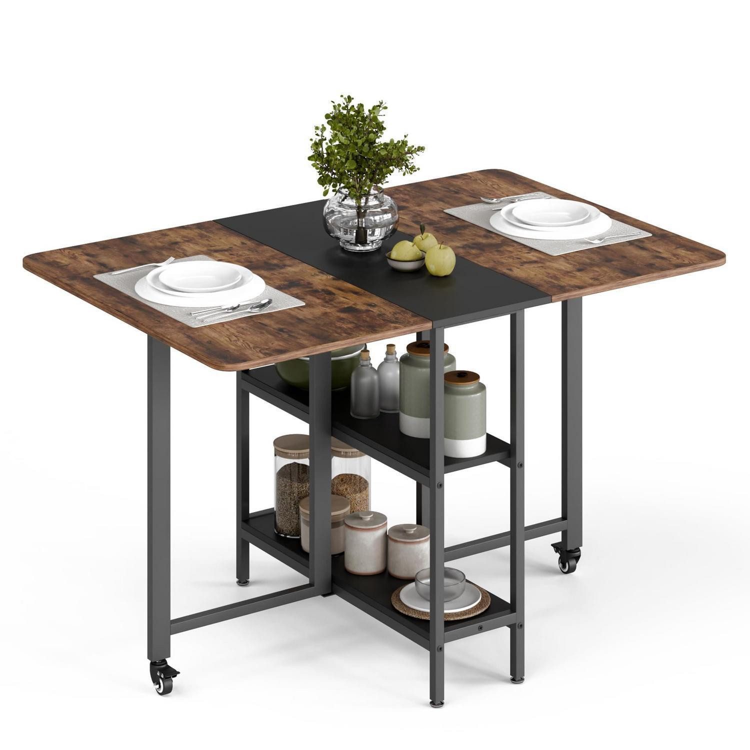 LuxusKollektion Klapptisch Esstisch Klappbar Klapptisch Mobil Rustikales Braun und Schwarz 120 cm (1-St)