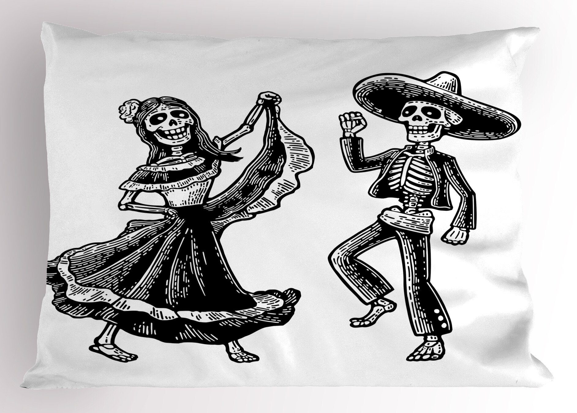 toten Skelett Kissenbezüge Kopfkissenbezug, (1 Queen Size Dekorativer Gedruckter Abakuhaus Tag Stück), der Tanzen