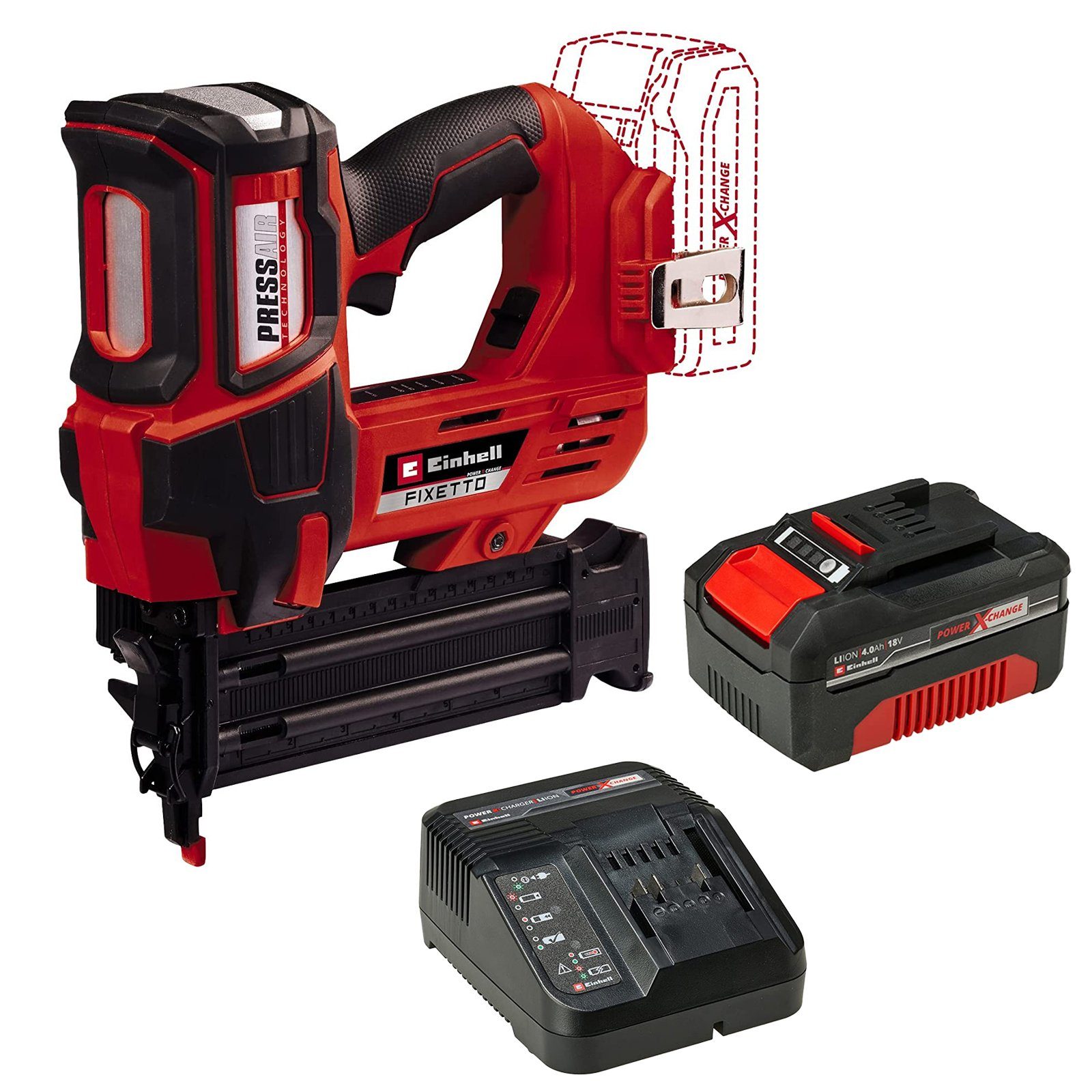 Einhell Akku-Tacker Akku-Nagler FIXETTO 18/50 N inkl. Starter Kit 4,0 Ah Akku und Ladegerä, (4,0 Ah Akku und Ladegerät Power X-Change im Lieferumfang enthalten)