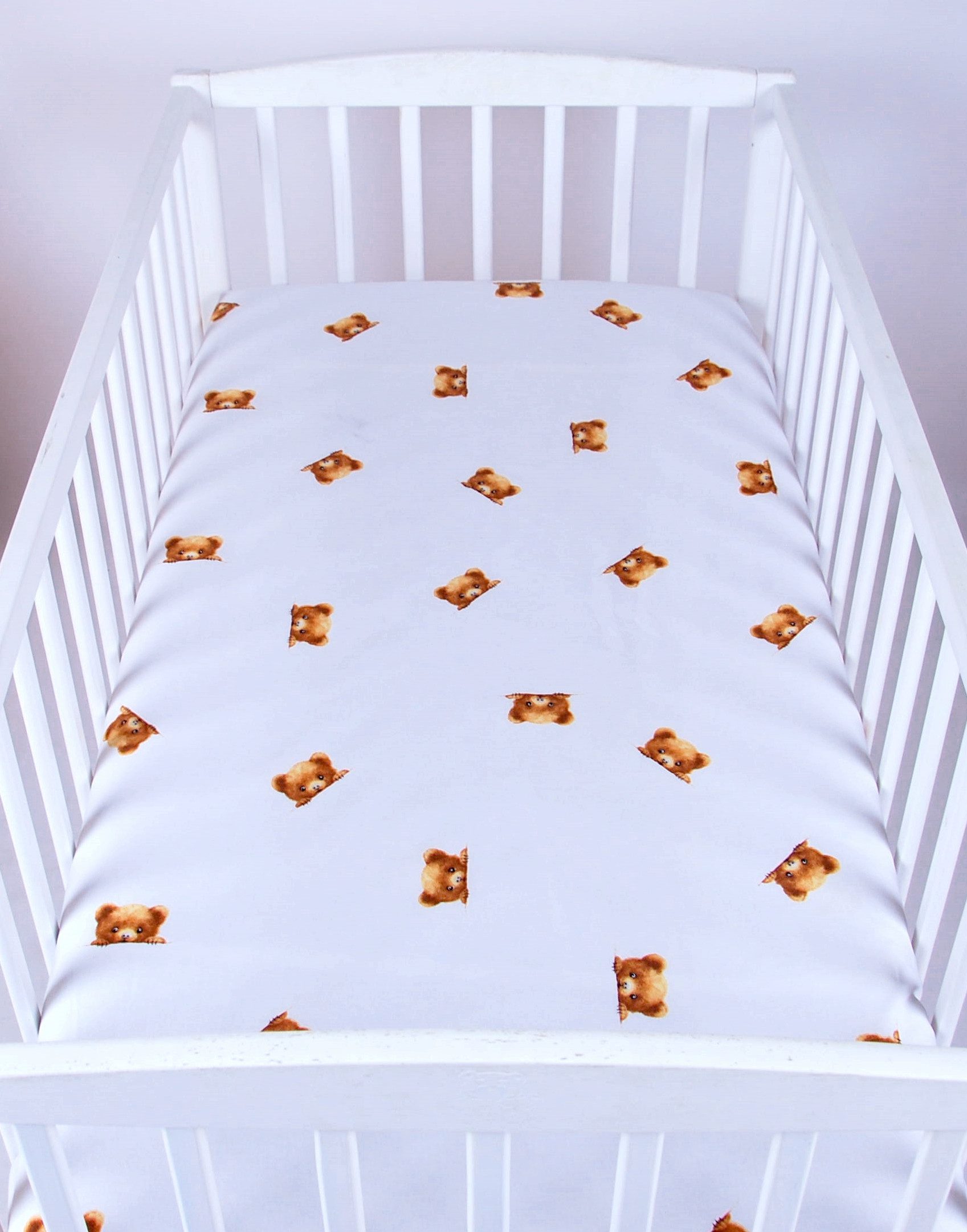 BabyLux Spannbettlaken SPANNBETTLAKEN 70x140 Spannbetttuch Baumwolle Kinder Baby Babybett, 165. Wieß + Bär70x140 cm