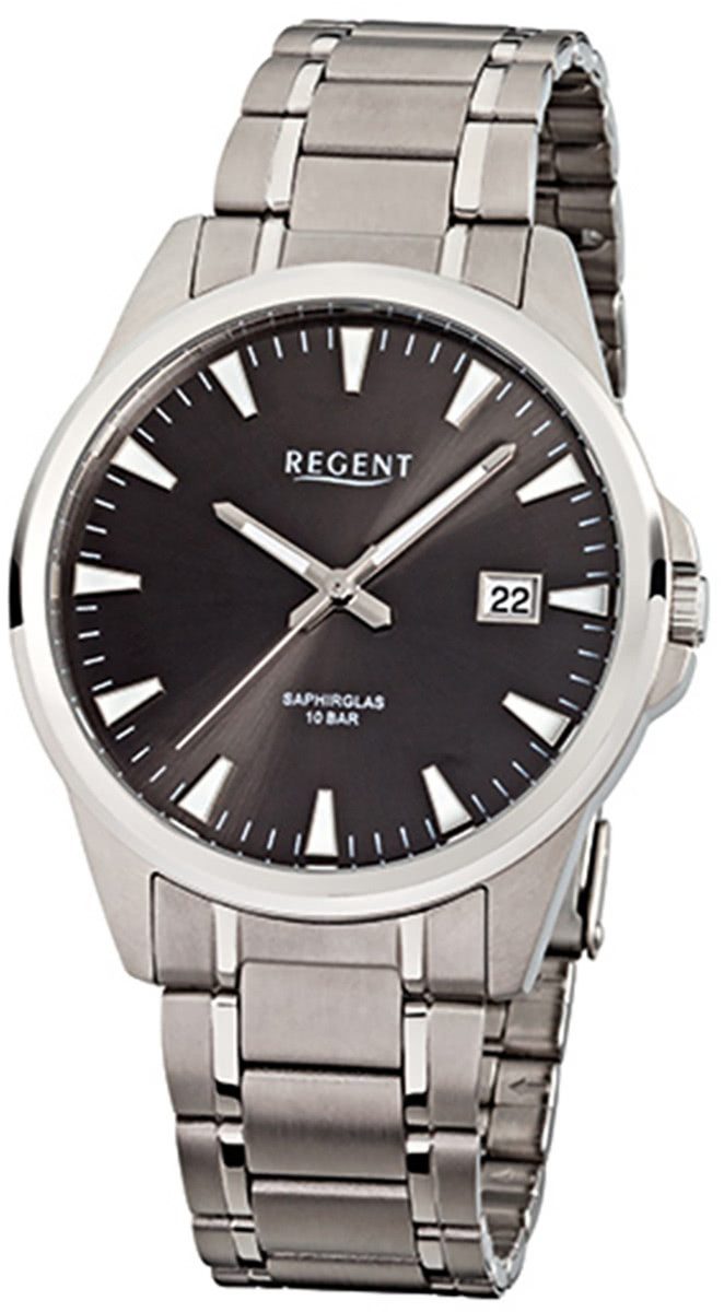 Quarzuhr Regent Herren-Armbanduhr silber Analog