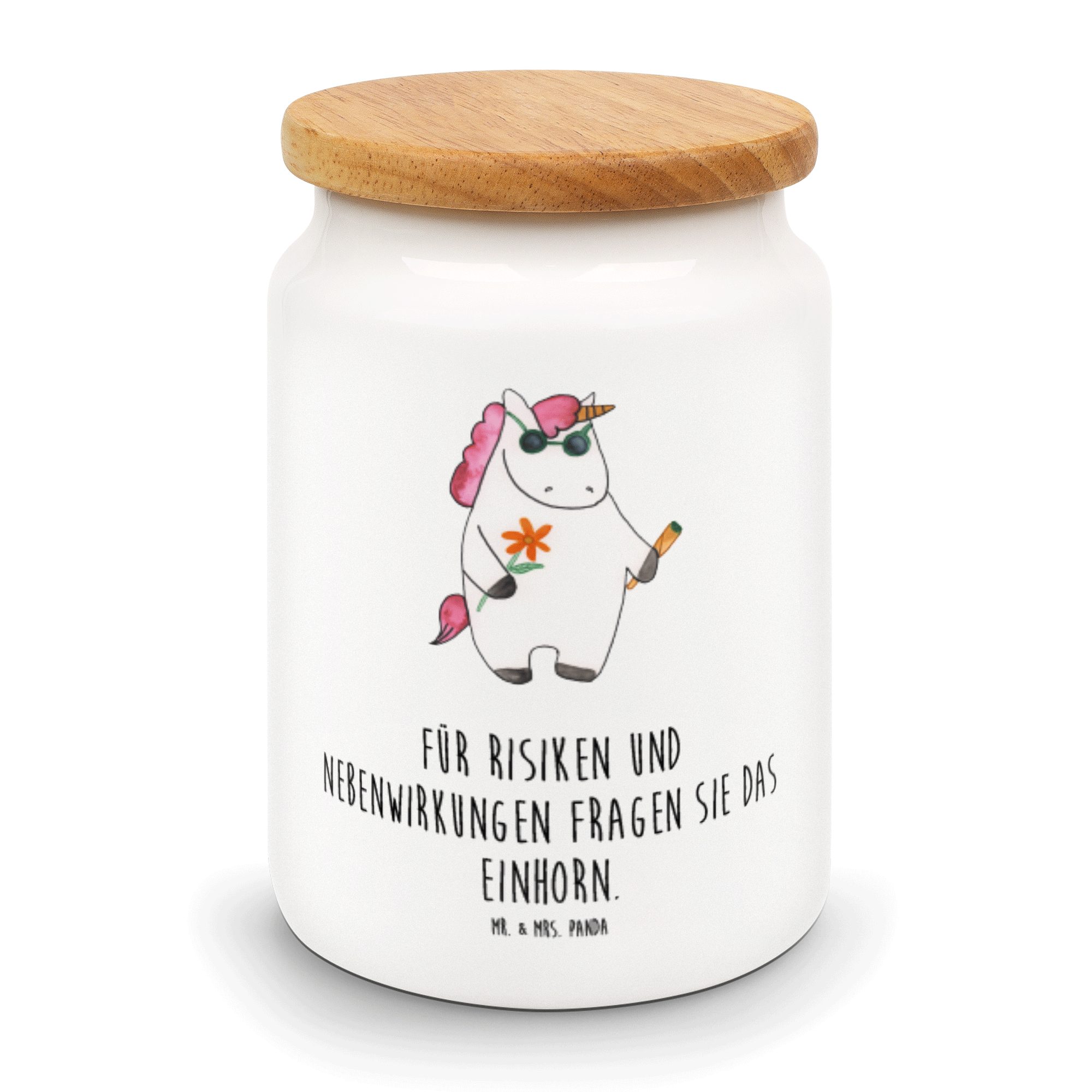 Panda Pegasus, Mrs. Mr. Keramik, Einhorn Keksdose, - (1-tlg) Vorratsdose Weiß Deko, - Einhorn & Woodstock Geschenk,