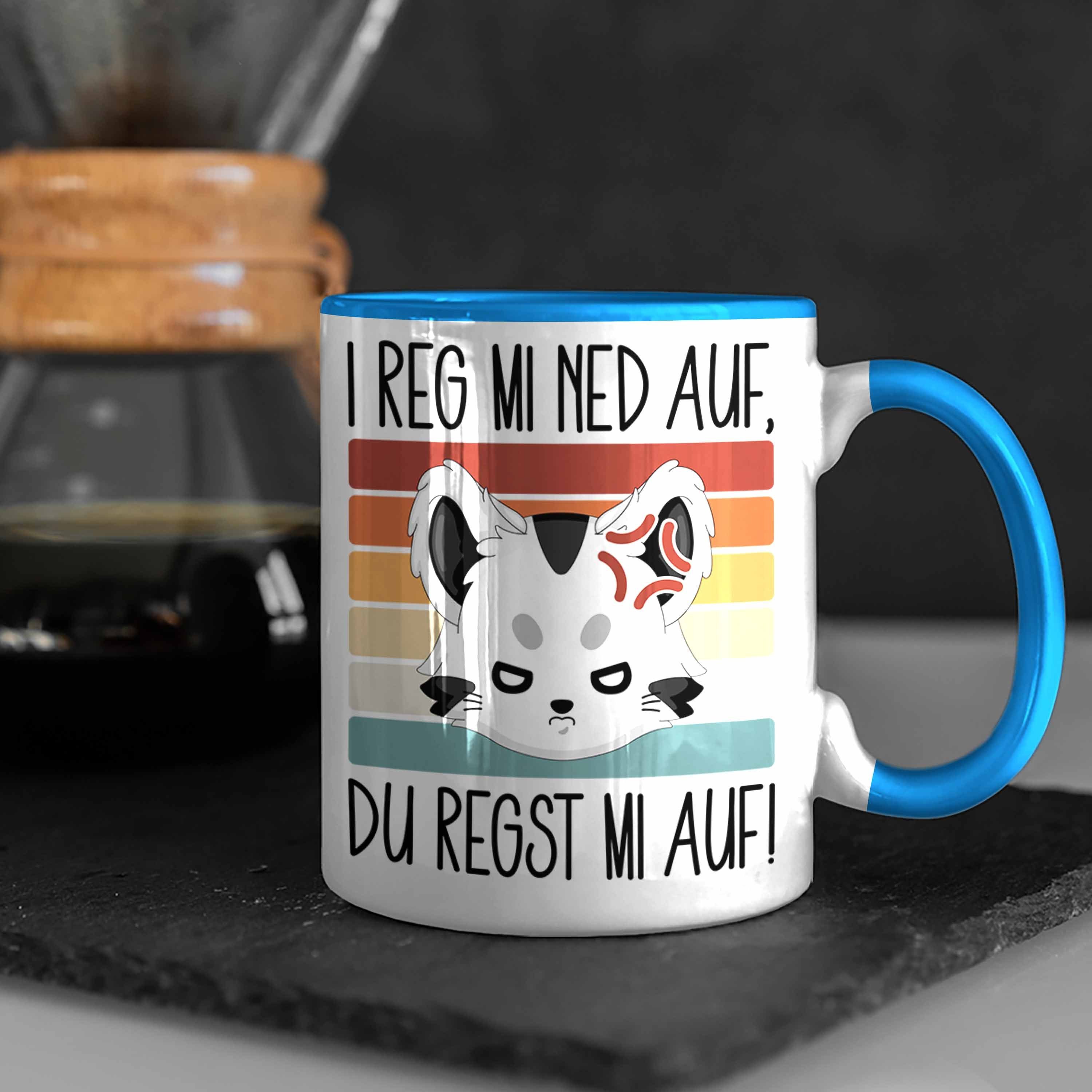 Trendation Tasse I Du Tasse Mi Katzen Reg Kaffee-Becher Auf Blau Auf Mi Geschenkid Ned Regst