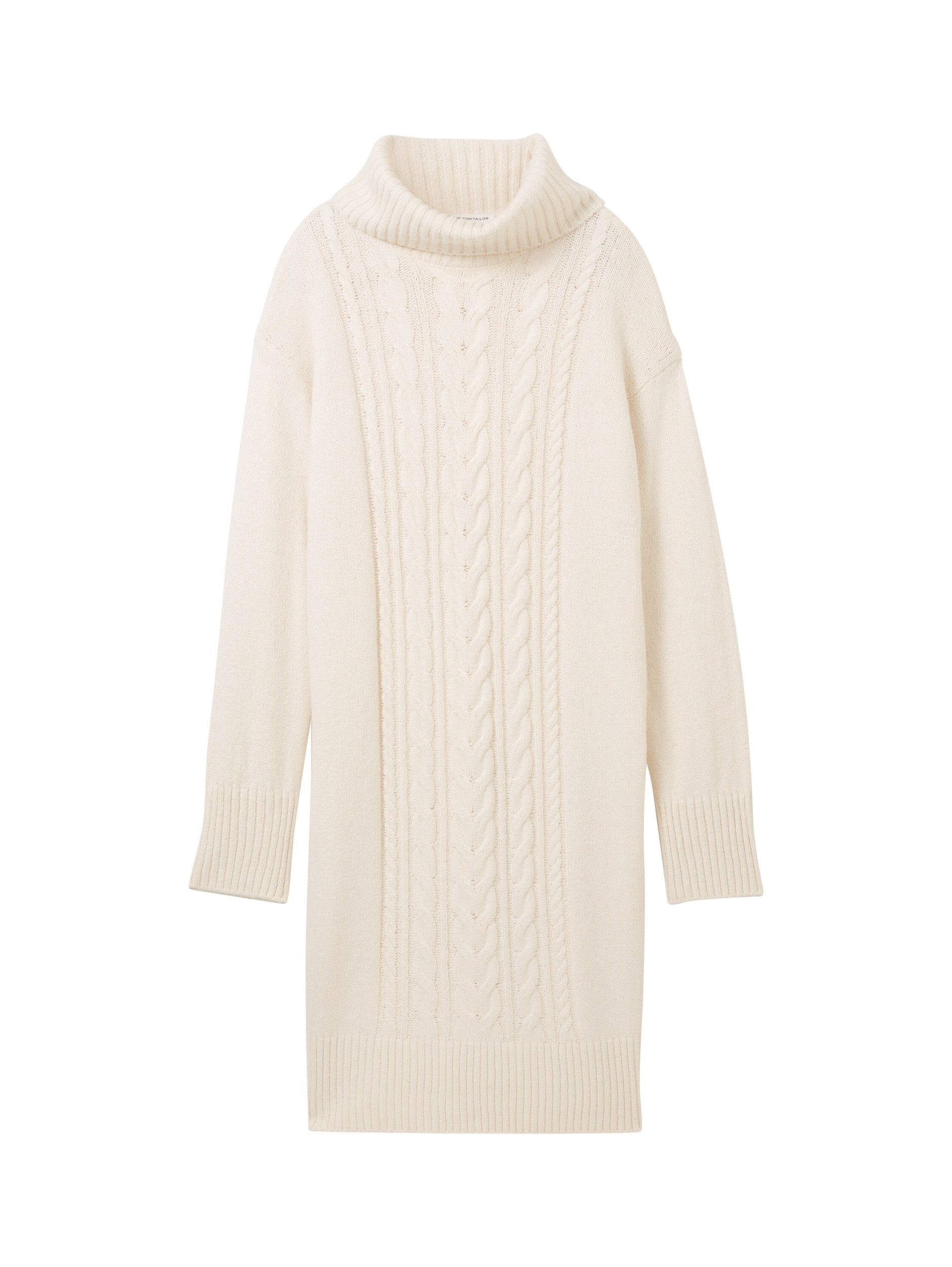 Strickkleid with soft beige cable melange TOM Dress knitted TAILOR