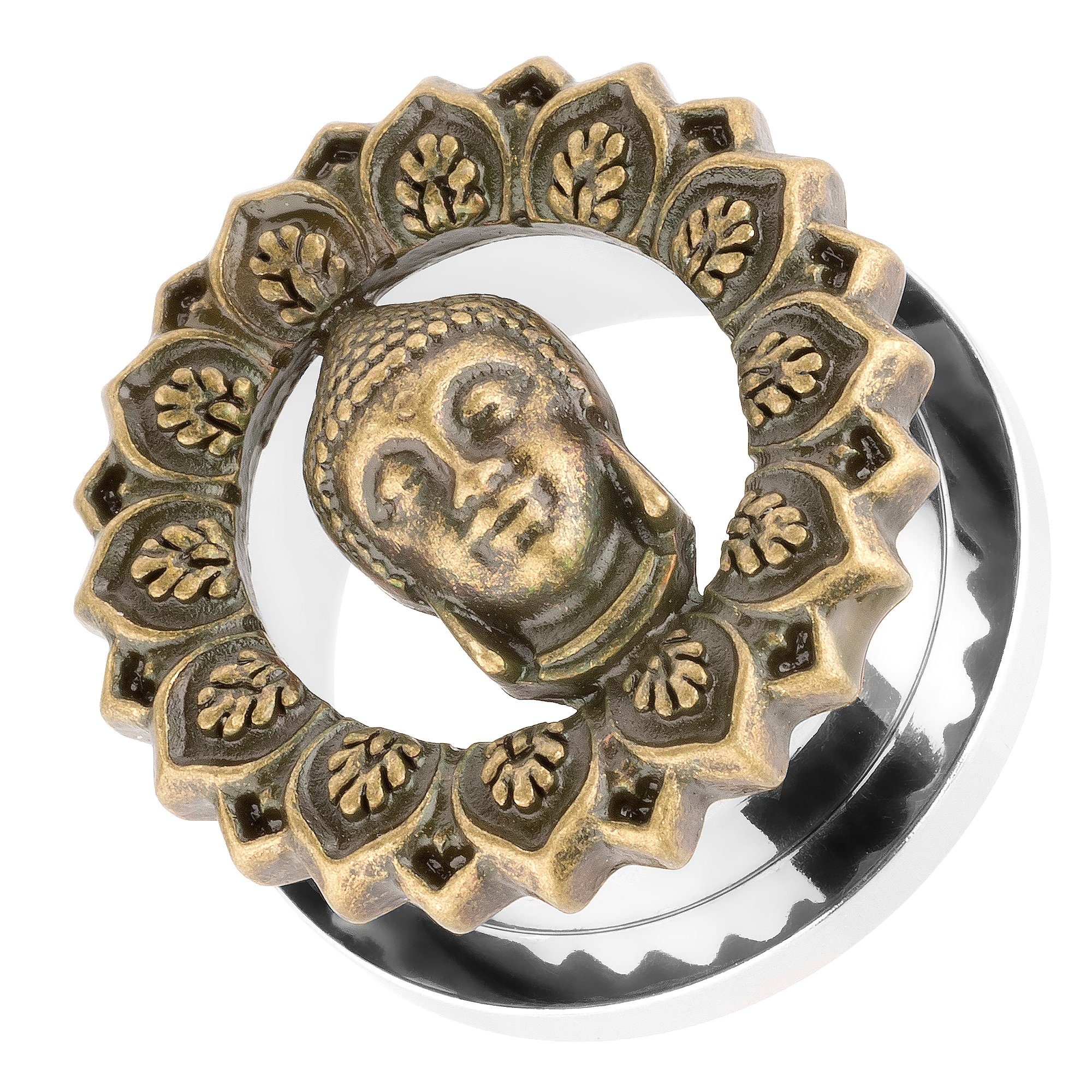 Buddha Flesh Schraub Schraubverschluss Edelstahl Vintage Ear Kopf Taffstyle Ohrpiercing Ohr Tunnel Plug Plug Gold Piercing Silber,