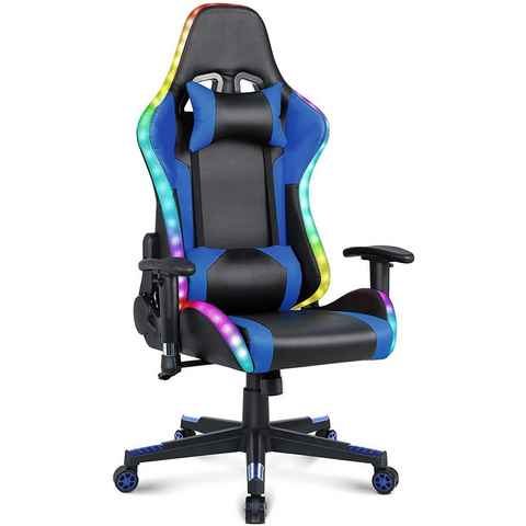HomeMiYN Gaming Chair Gaming Stuhl Lautsprechern LED-Leuchten ergonomischer Bürostuhl Hoher