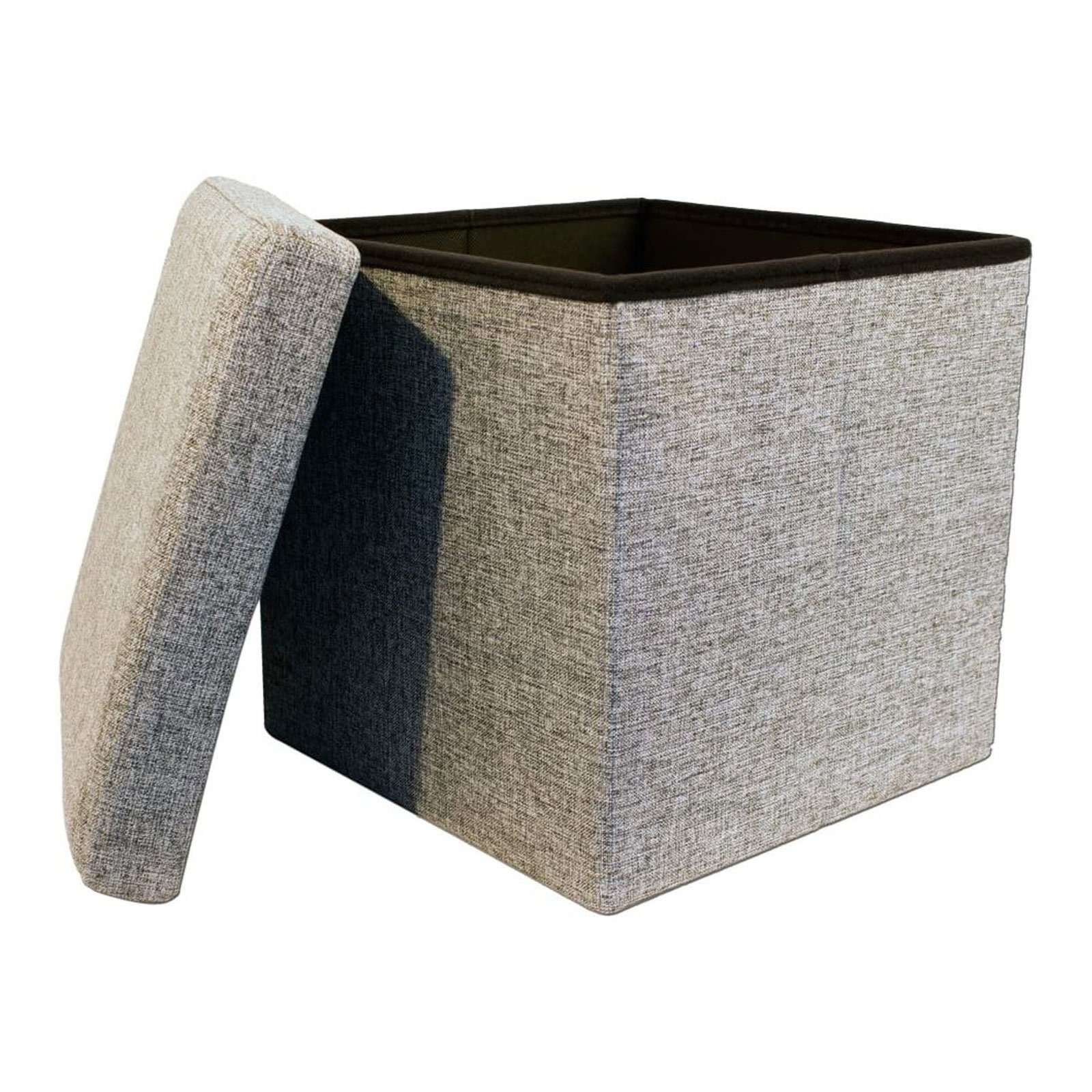 HC Sitzhocker / Sitzbank XL – 50x50 Cm, Rund, Gepolstert, 100 Kg Belastbarkeit – Mit Staufach – Versch. Farben