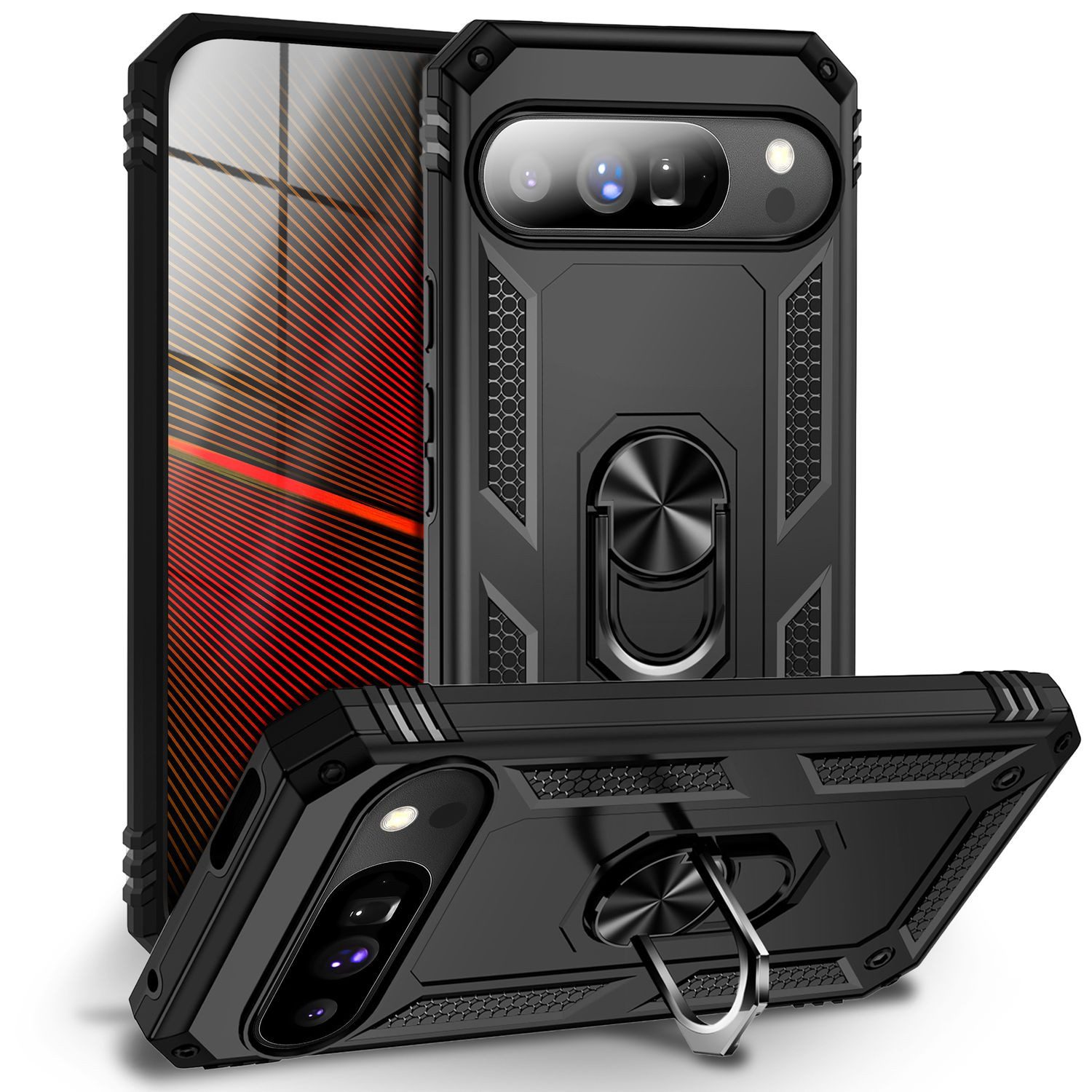 Nalia Smartphone-Hülle Google Pixel 10 Pro, Military Style Panzerhülle / Extrem Robust / 360° Ring / Outdoor Case