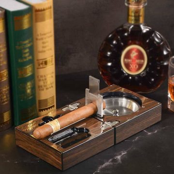 Dedom Aschenbecher 4 in 1 Rauchfreier Aschenbecher, Zigarren-Aschenbecher, mit Zigarrenschneider, Faltbarer