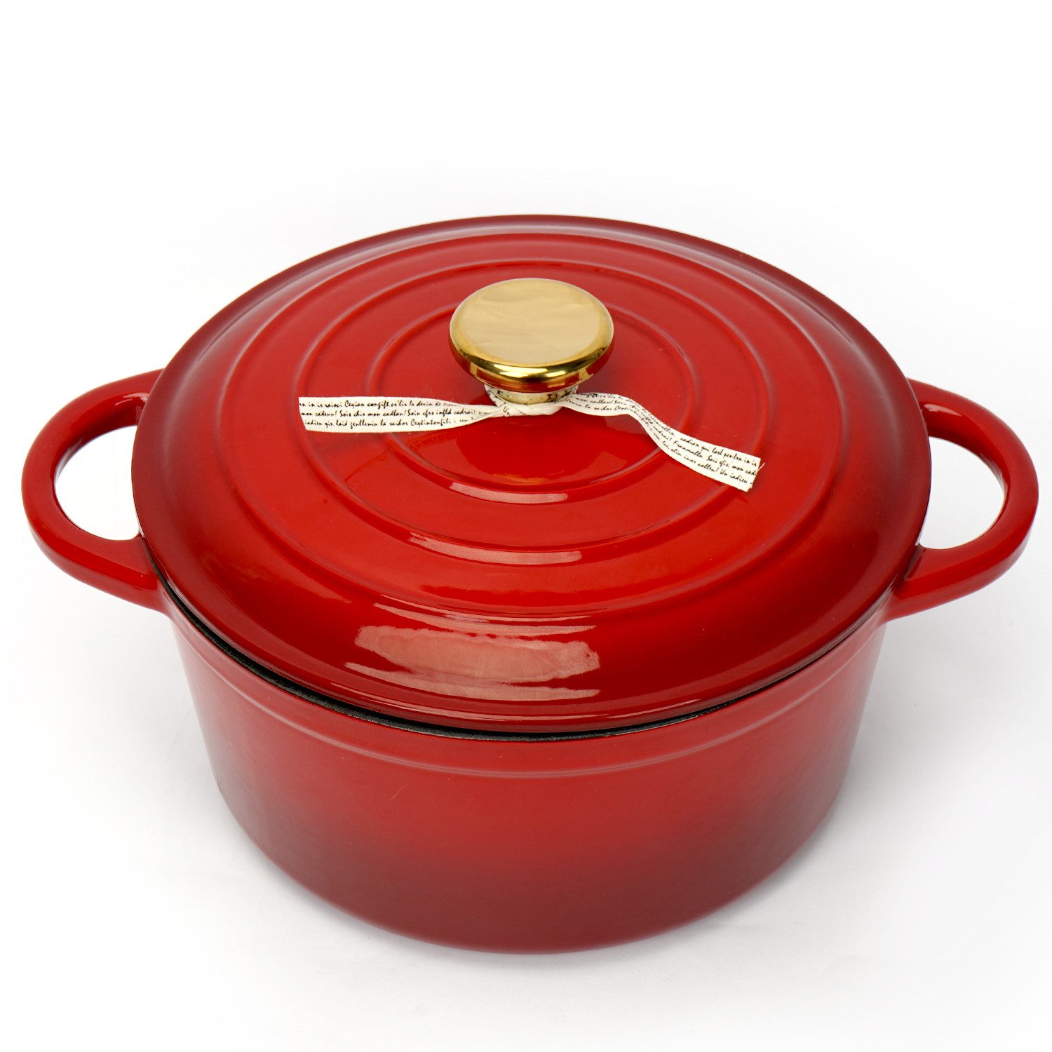 OSTWOLKE Bräter Gusseisen Topf emaillierte Bräter Gusseisentopf Schmortopf mit Deckel, Backofengeeignet Induktionsgeeignet Zum Braten, Schmoren, Kochen