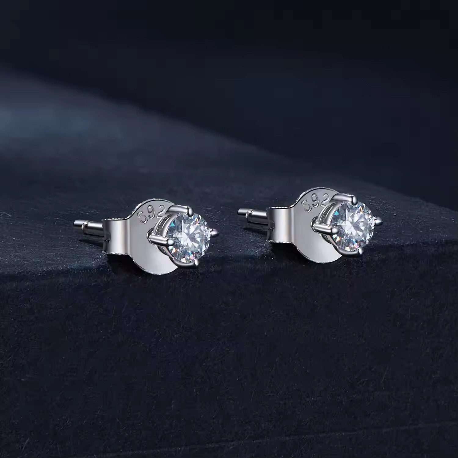 Runde Perlé Paar Ohrstecker Moissanite Ohrstecker günstig online kaufen
