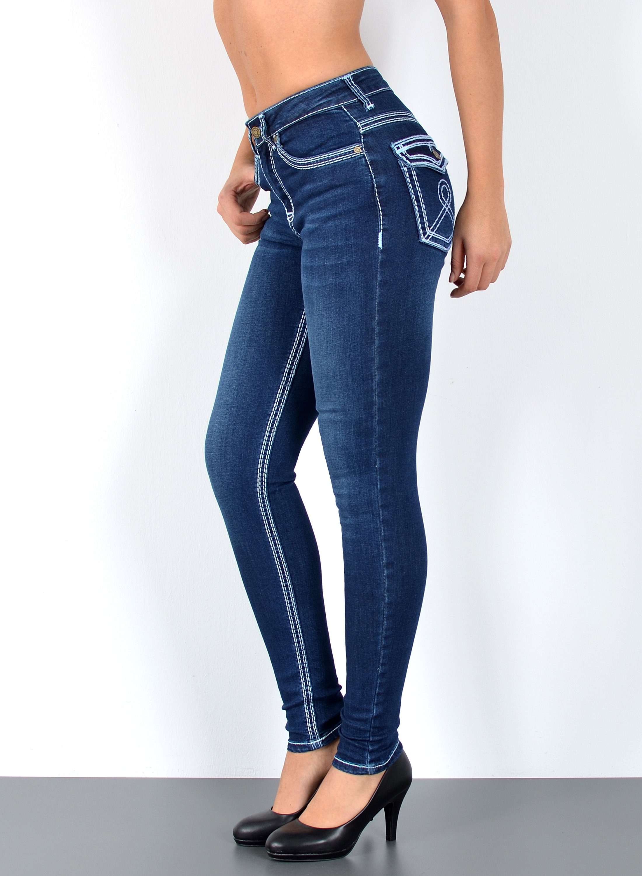 ESRA Skinny-fit-Jeans Jeans Damen Skinny Hose High Waist Jeanshose dicke Na günstig online kaufen