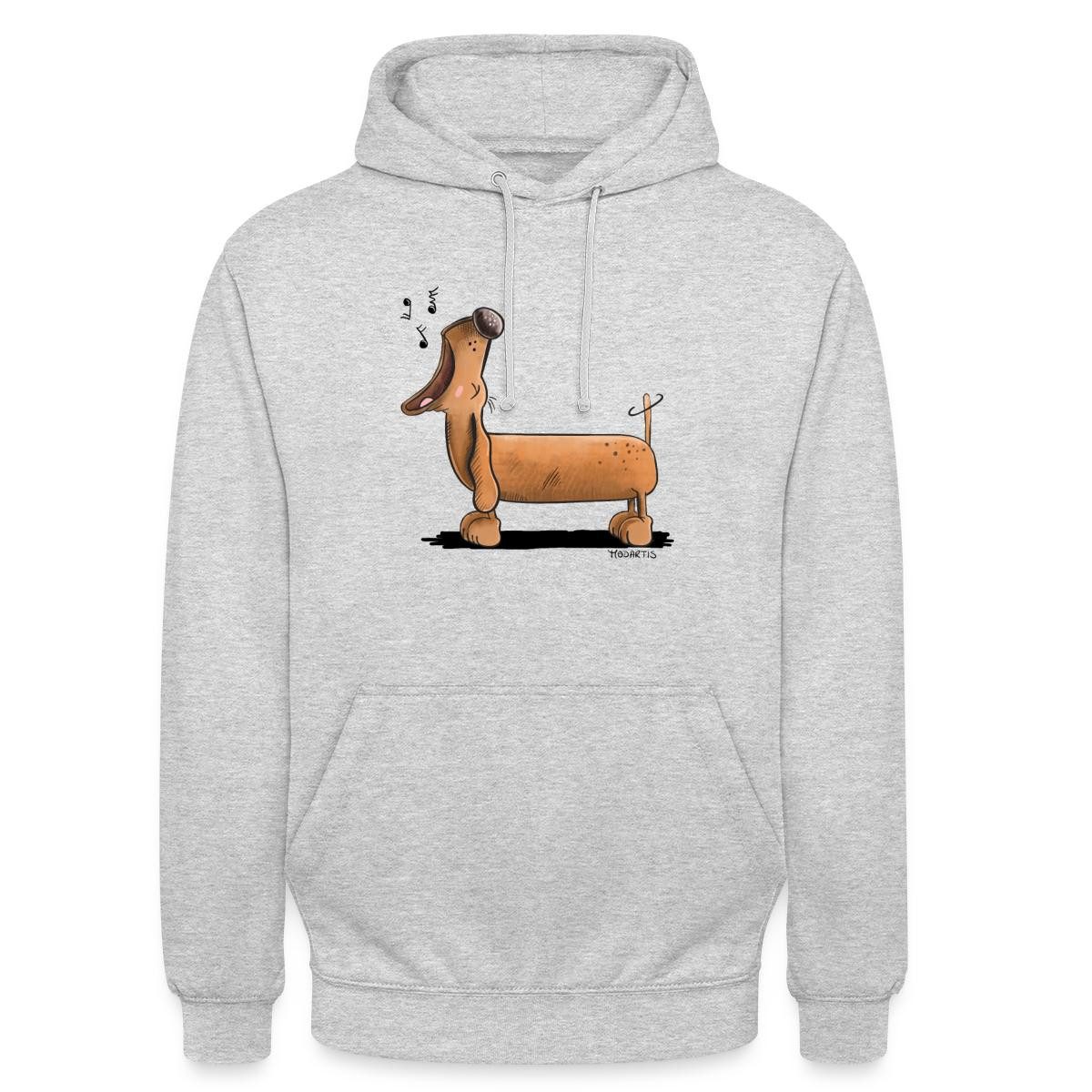 Spreadshirt Hoodie Jaulender Dackel Comic Dachshund Unisex Hoodie (1-tlg) Unisex-Schnitt: Sitzt bei Männern körpernah, bei Frauen weit
