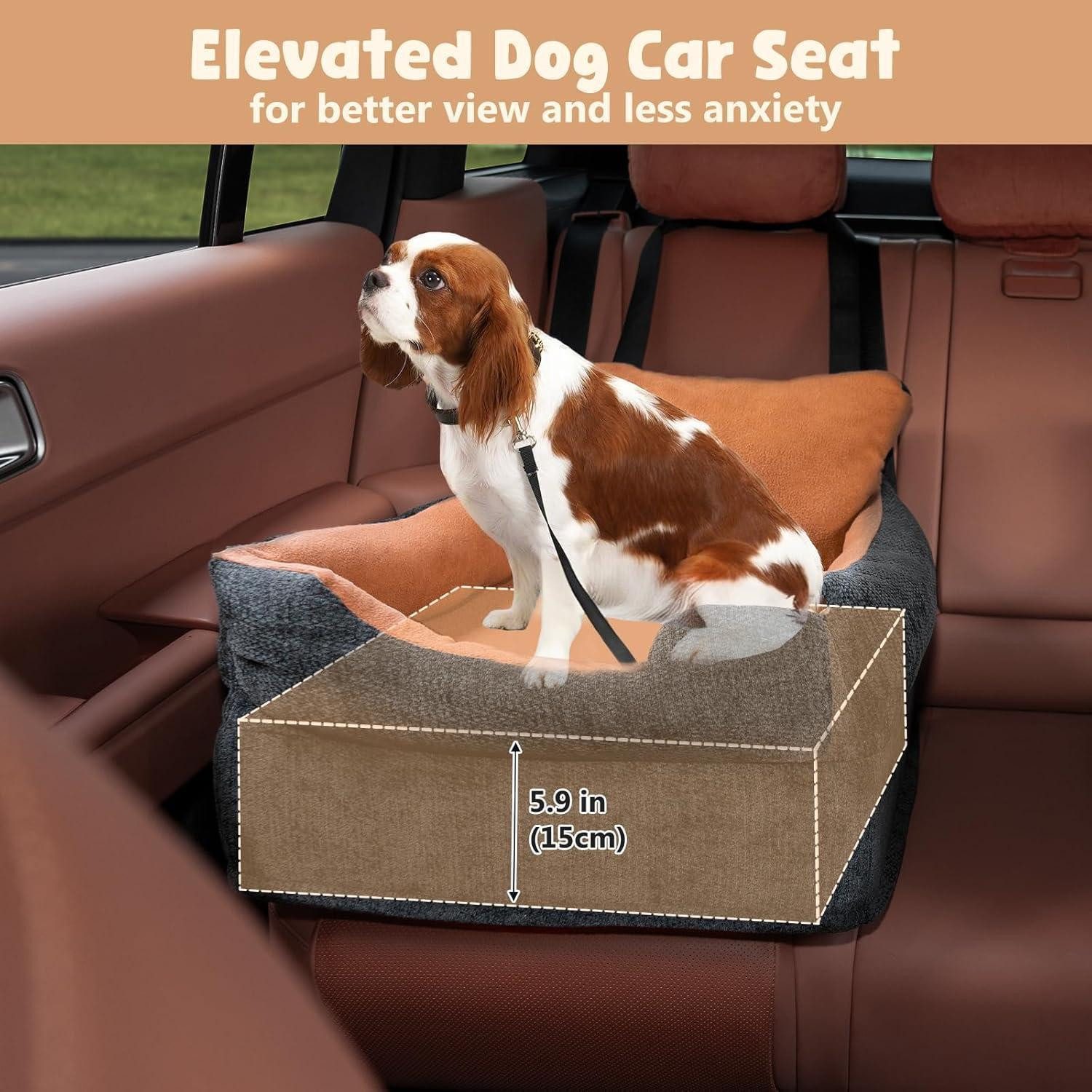 LuxusKollektion Hunde-Autositz Hundeautositz Welpen Hochsitz Sicherheitsgurt bis14kg Schwarz – Bild 3 von 5