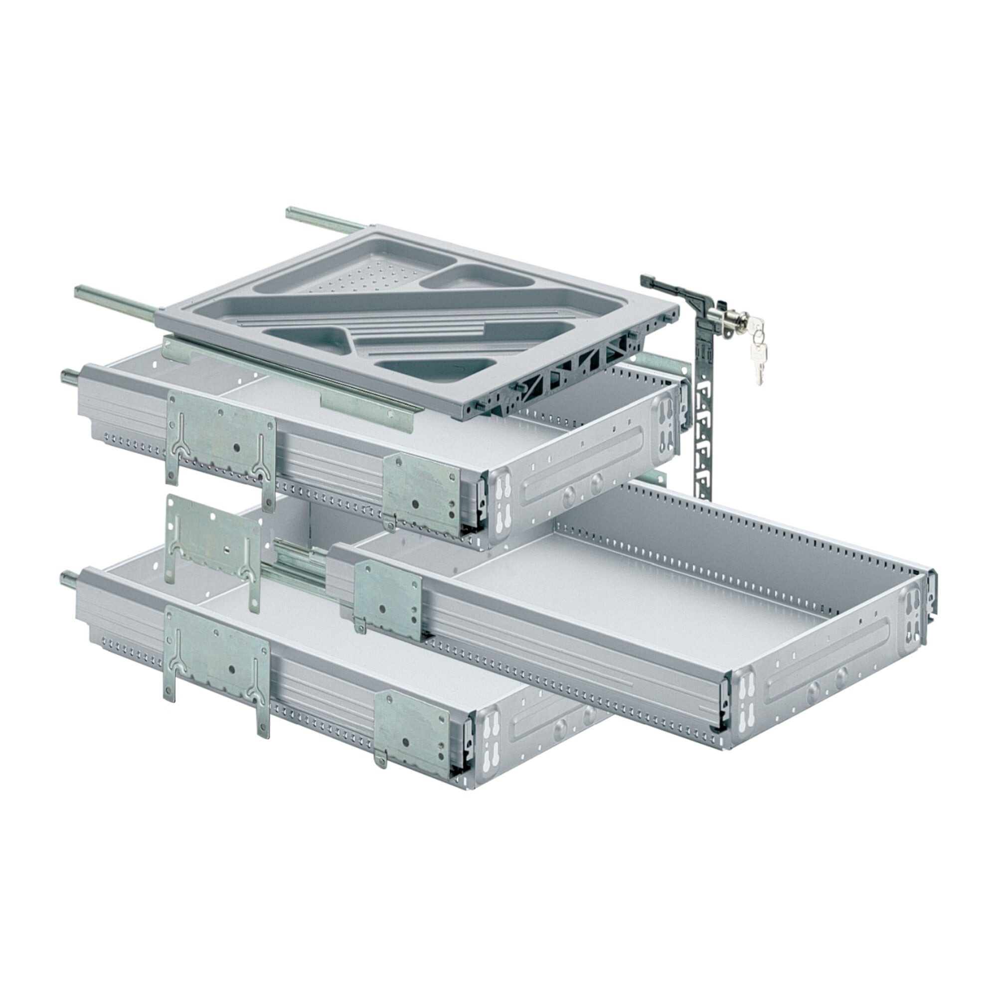 Hettich Schubkasten Hettich Container-Set mit Vollauszügen, Aluminium Optik, 530 mm