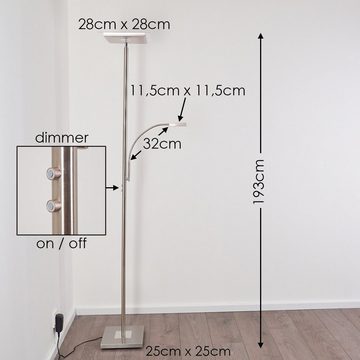 hofstein Deckenfluter Touchdimmer LED Design Boden Stand Steh Lese Lampen Wohn Schlaf Zimmer