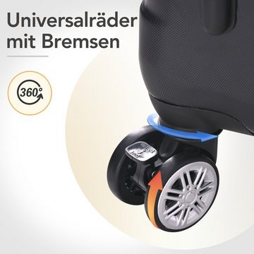 BlingBin Handgepäckkoffer Hartschalen-Handgepäck Universalrad Doppelrad mit Bremsen Schwarz L, 4 Rollen, ABS-Material Mit TSA-Schloss, L- 38*25*65 cm