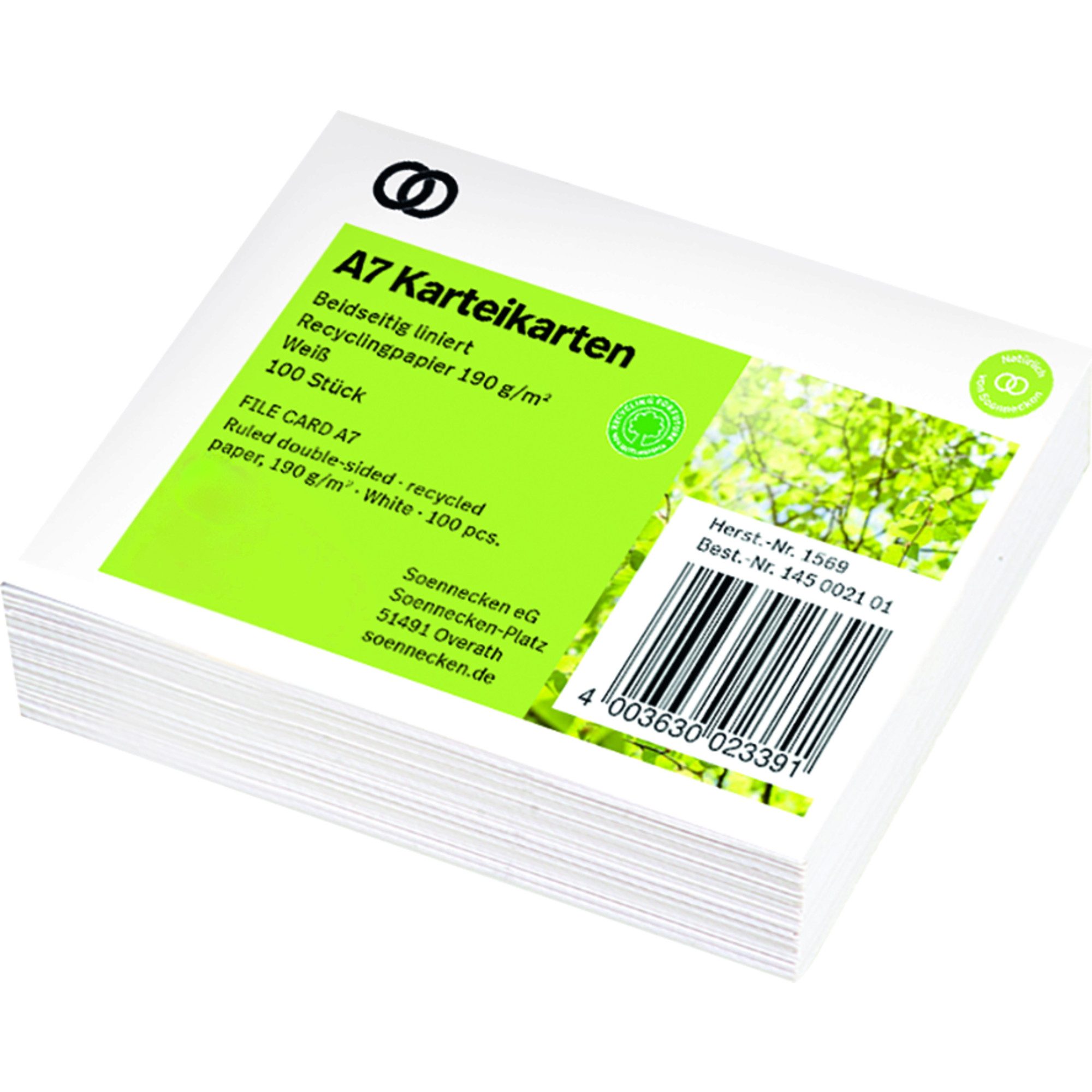 Soennecken Karteikarten Karteikarte oeco 1569 RC A7 liniert 100 Stück