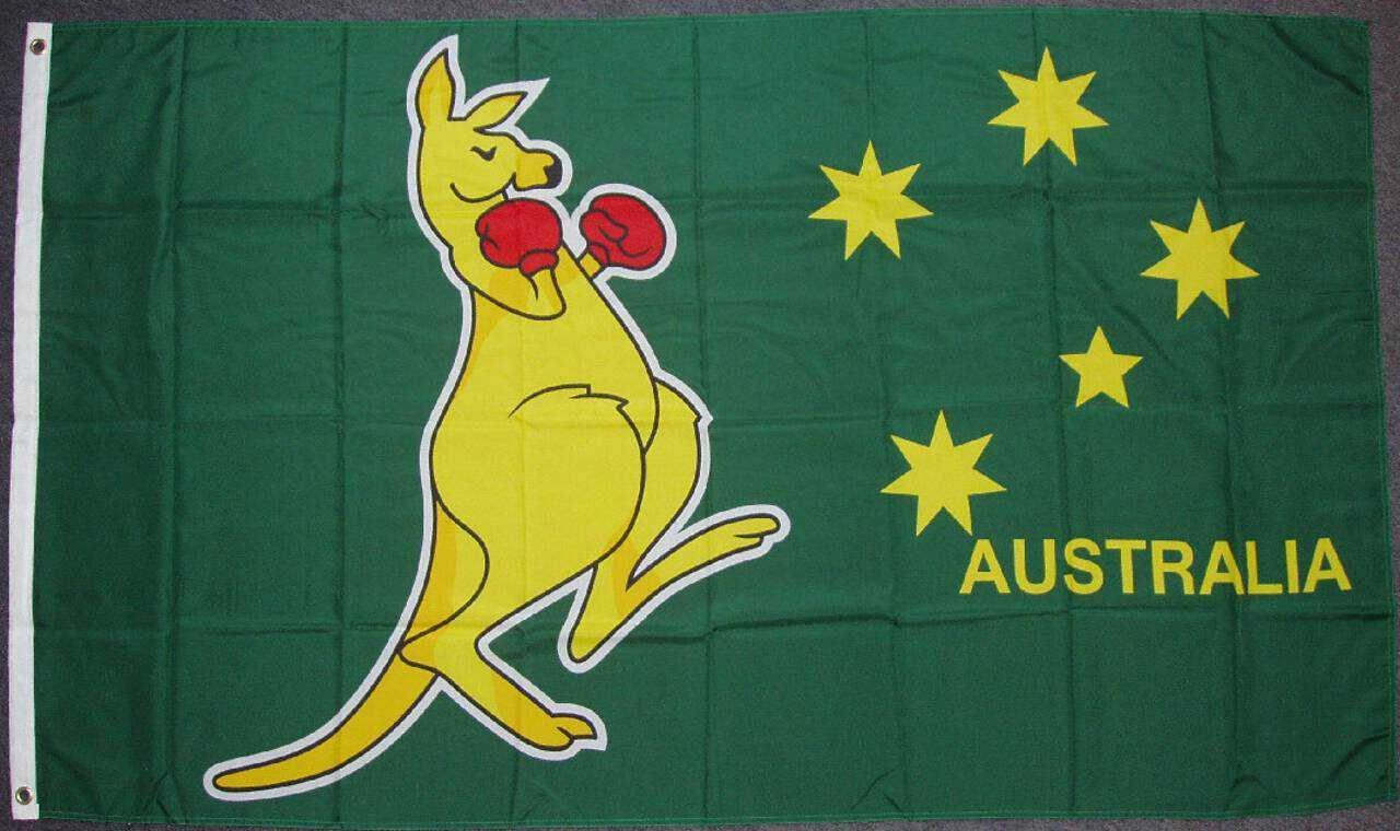 Känguruh flaggenmeer Australien mit Flagge 80 g/m²