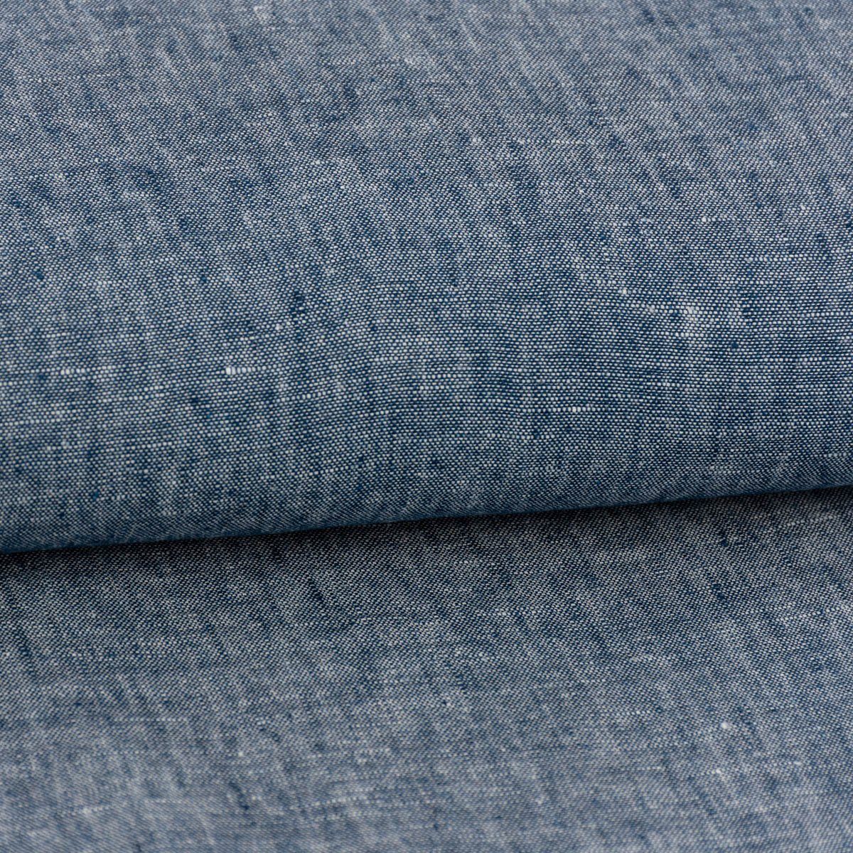 SCHÖNER LEBEN. Stoff Leinenstoff Reinleinen 100% Linnen Georgio uni jeansblau meliert 1,37m, allergikergeeignet