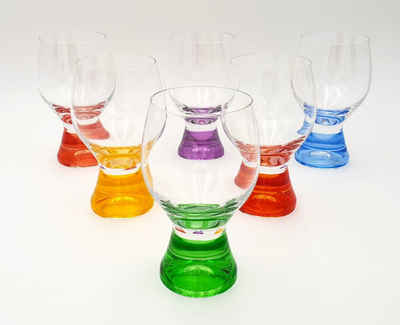 Crystalex Rotweinglas Gina Painted Rotweingläser 340 ml 6er Set, Kristallglas, handbemalt, Kristallglas, farbig: gelb, rot, blau, grün, orange, gelb