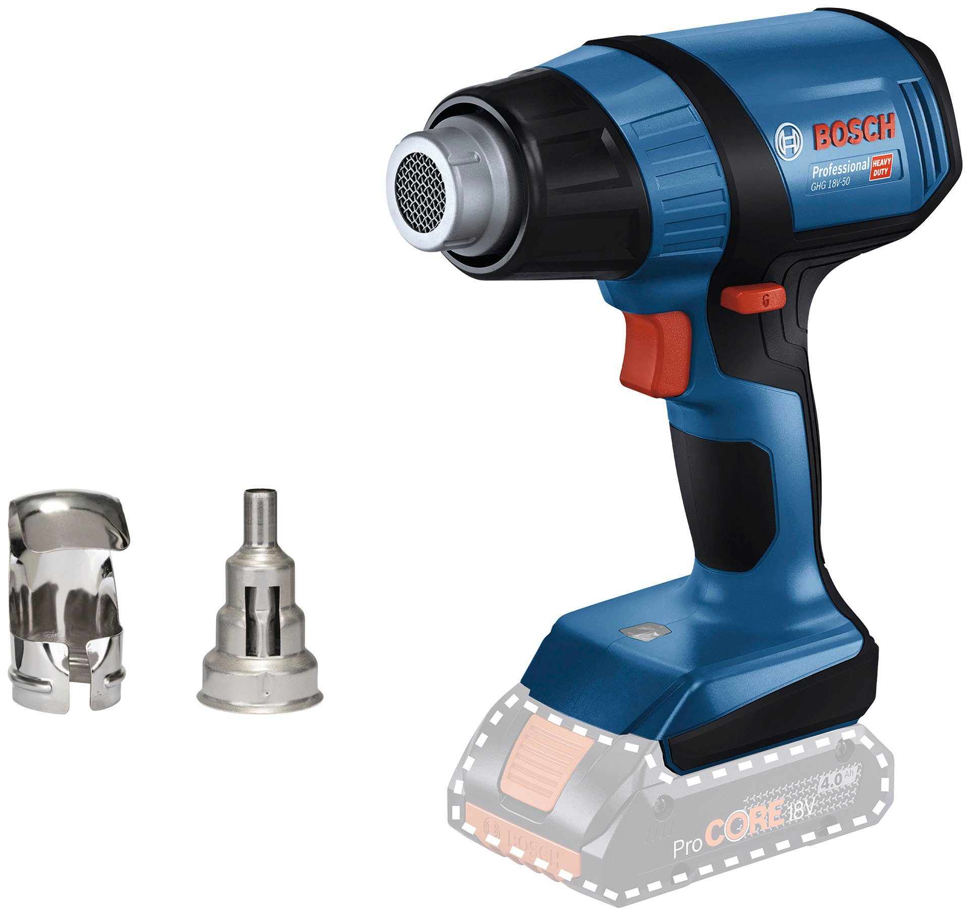 Bosch Professional Akku-Heißluftgebläse GHG 18V-50 C, bis max. 500 °C, (Set), ohne Akku und Ladegerät