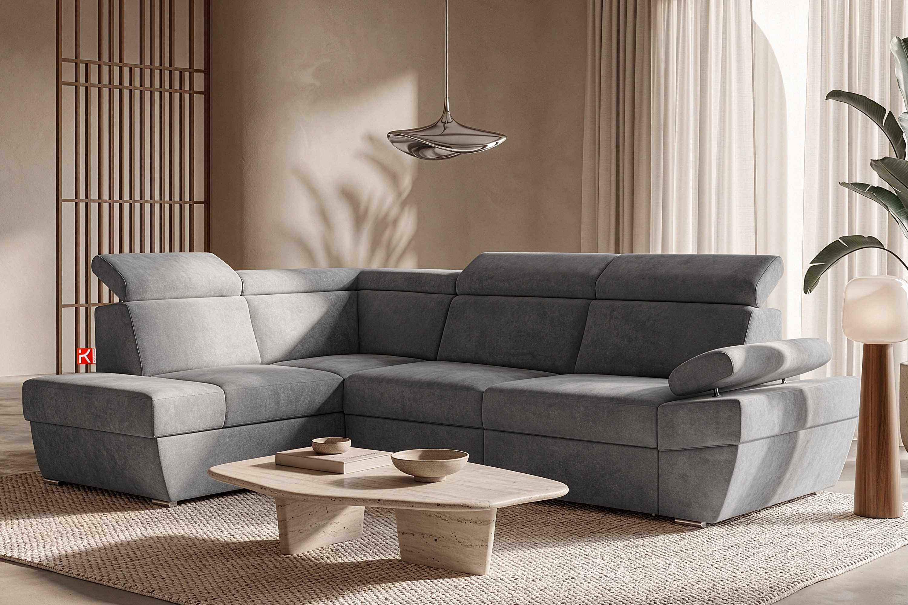 KONSIMO® Ecksofa RATLO Ecksofa, mit Bettfunktion und Bettkasten,verstellbare Armlehne/Kopfstütze