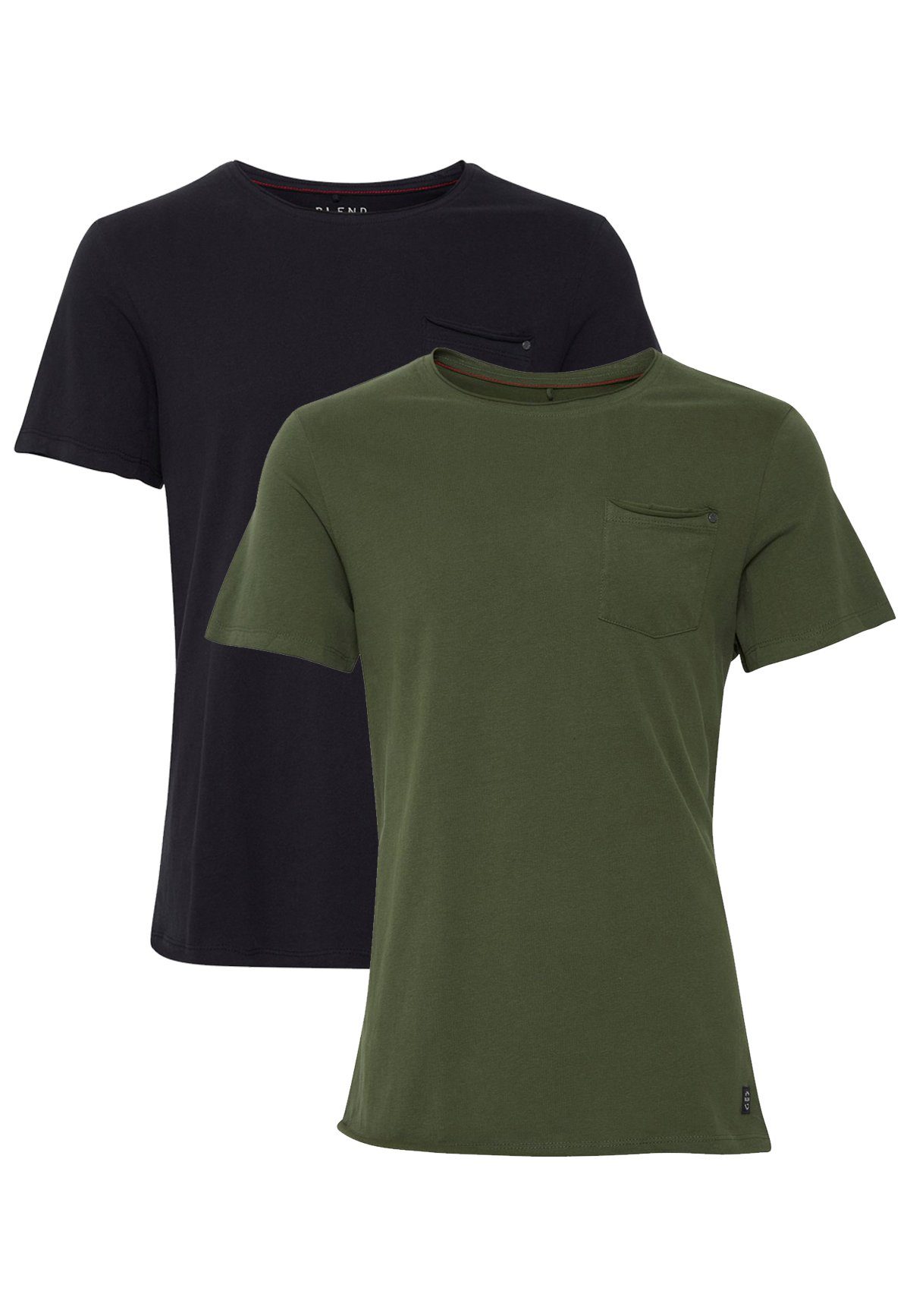Blend T-Shirt Einfarbiges Rundhals 2er Stück Set BHNOEL für Herren (1-tlg) BLEND BHNOEL Tee