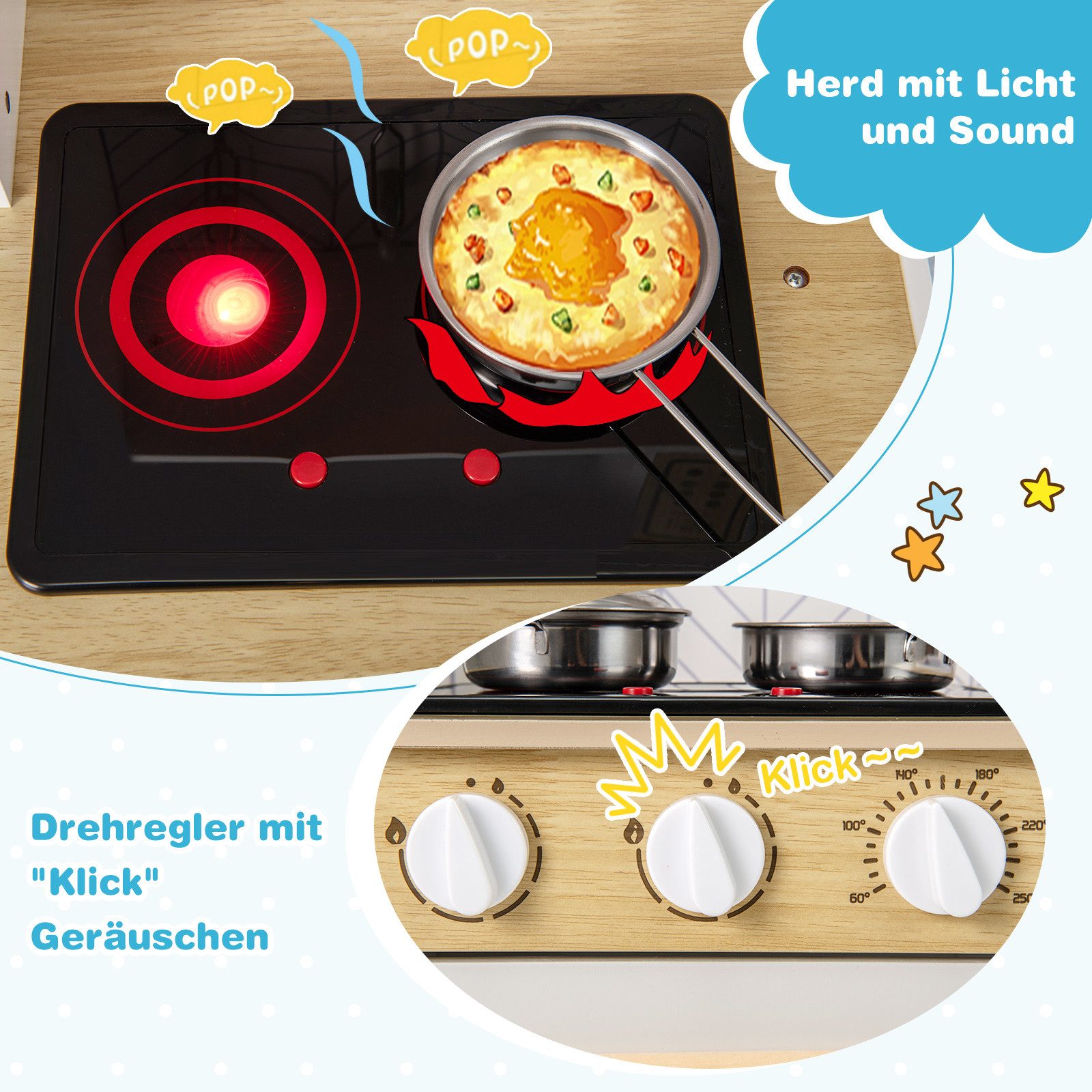 COSTWAY Spielküche, Kinderküche mit Mikrowelle, Herd, Spüle, Backofen günstig online kaufen
