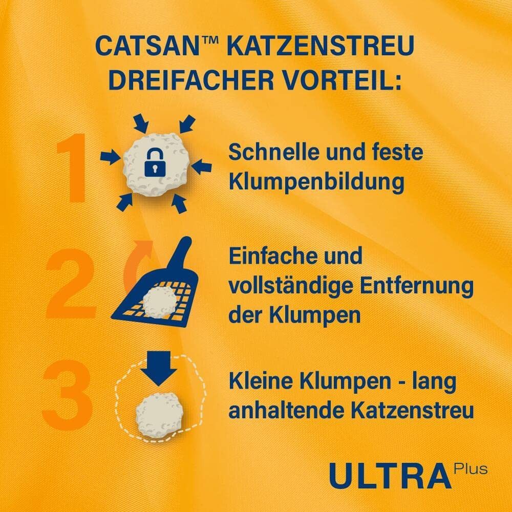 CATSAN Katzenstreu ULTRA Plus Klumpstreu 10l, für schnelle & feste Klumpenbildung