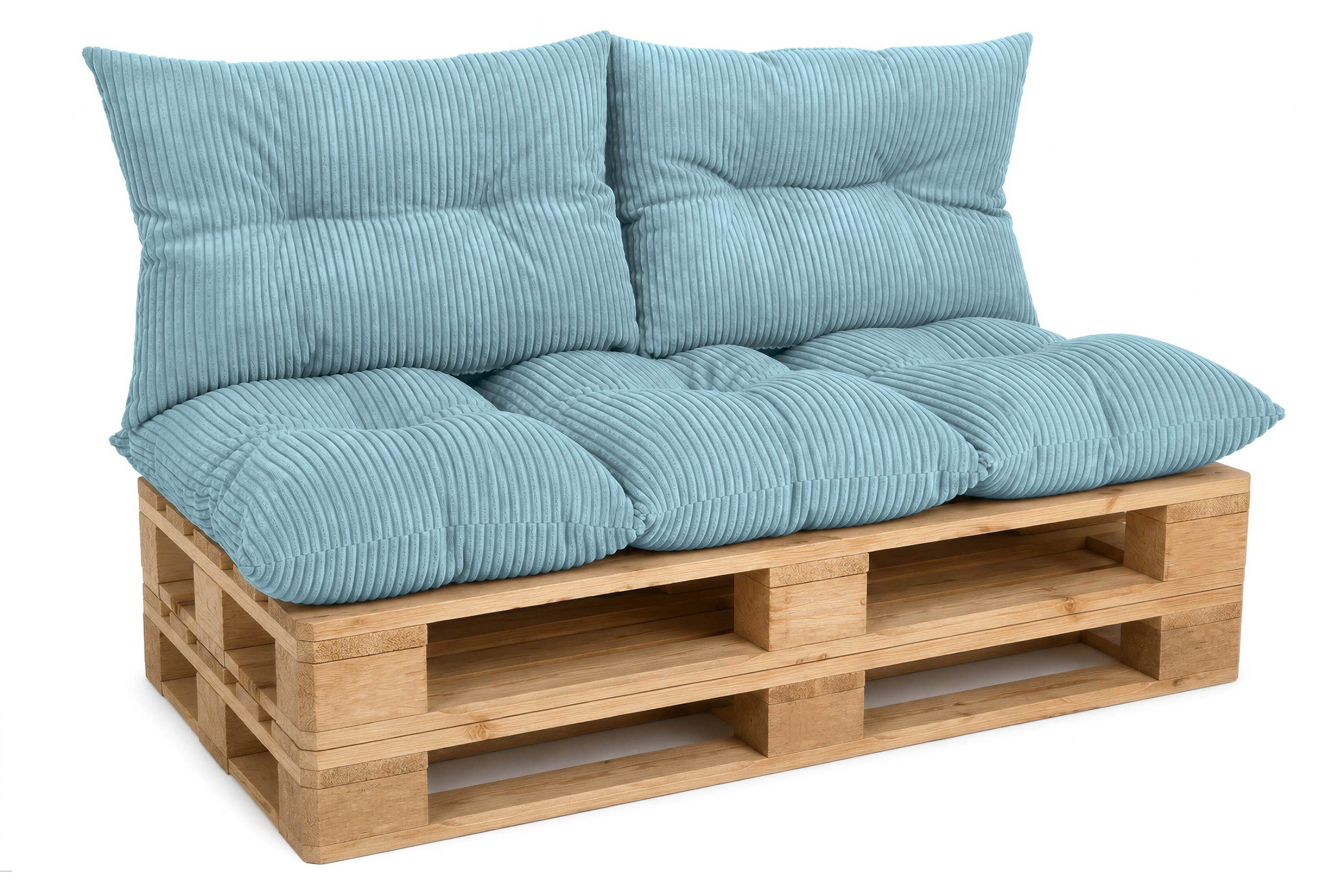 Amilian Palettenkissen Palettenauflagen Set 3-tlg., 120x80 cm + 2x 40x60 cm, für Palettenmöbel, Balkon, Terrasse und Wohnbereich