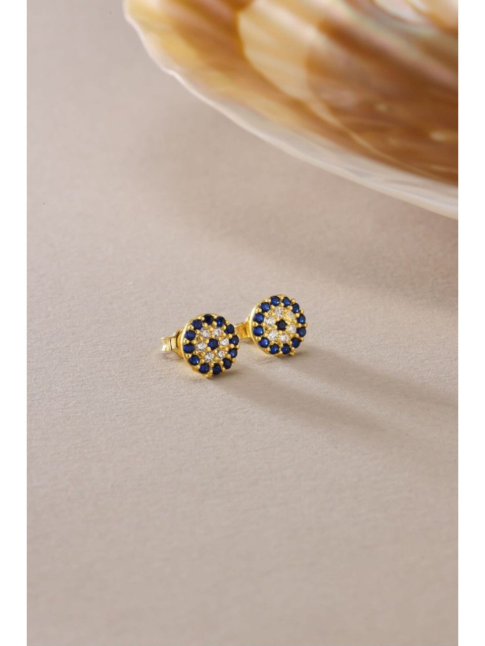 Nisan Ohrring-Set, Damen Ohrstecker Nazar – 925er Silber, vergoldet, Zirkon günstig online kaufen