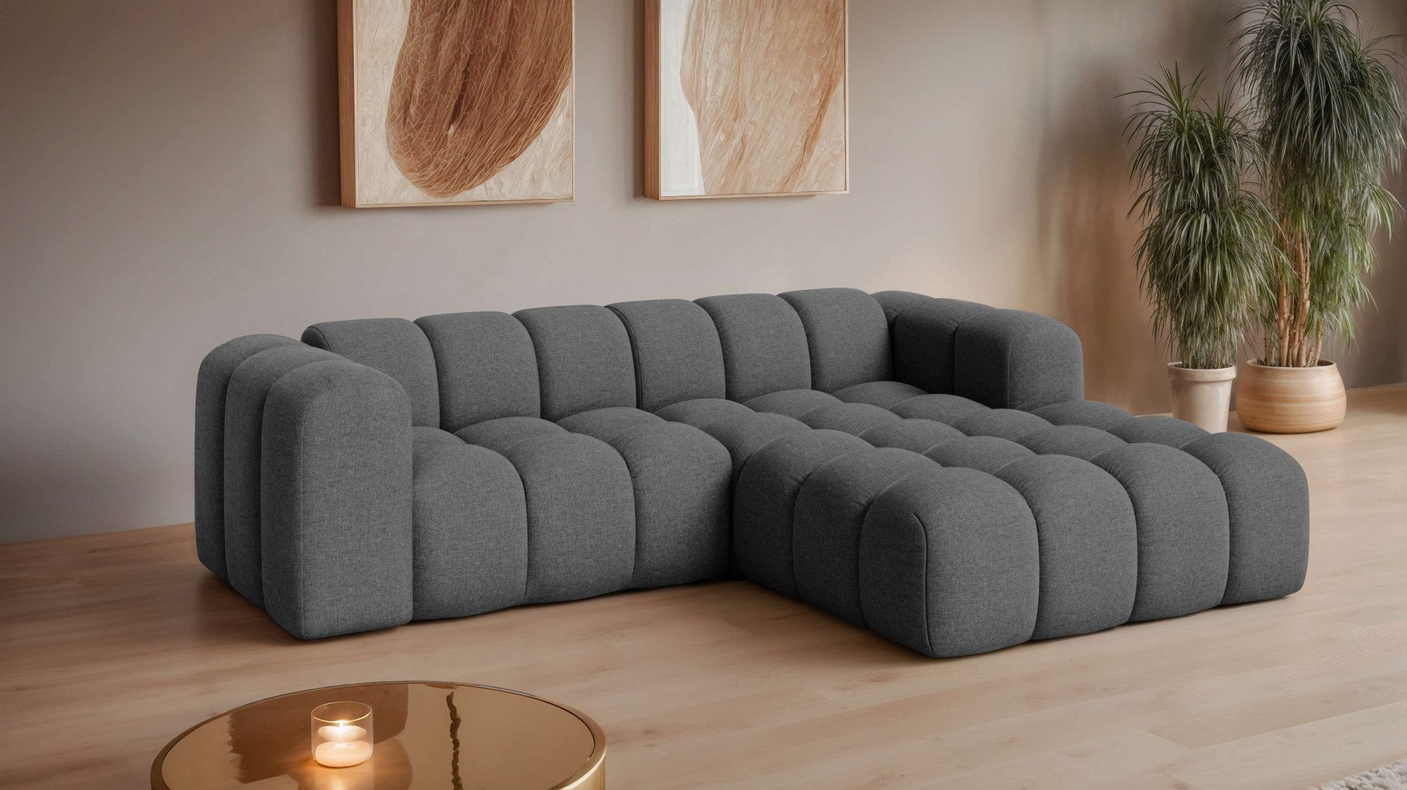 OTTO home Ecksofa KALLIE Design-Sofa mit Wellenunterfederung, Bubble-Optik, günstig online kaufen