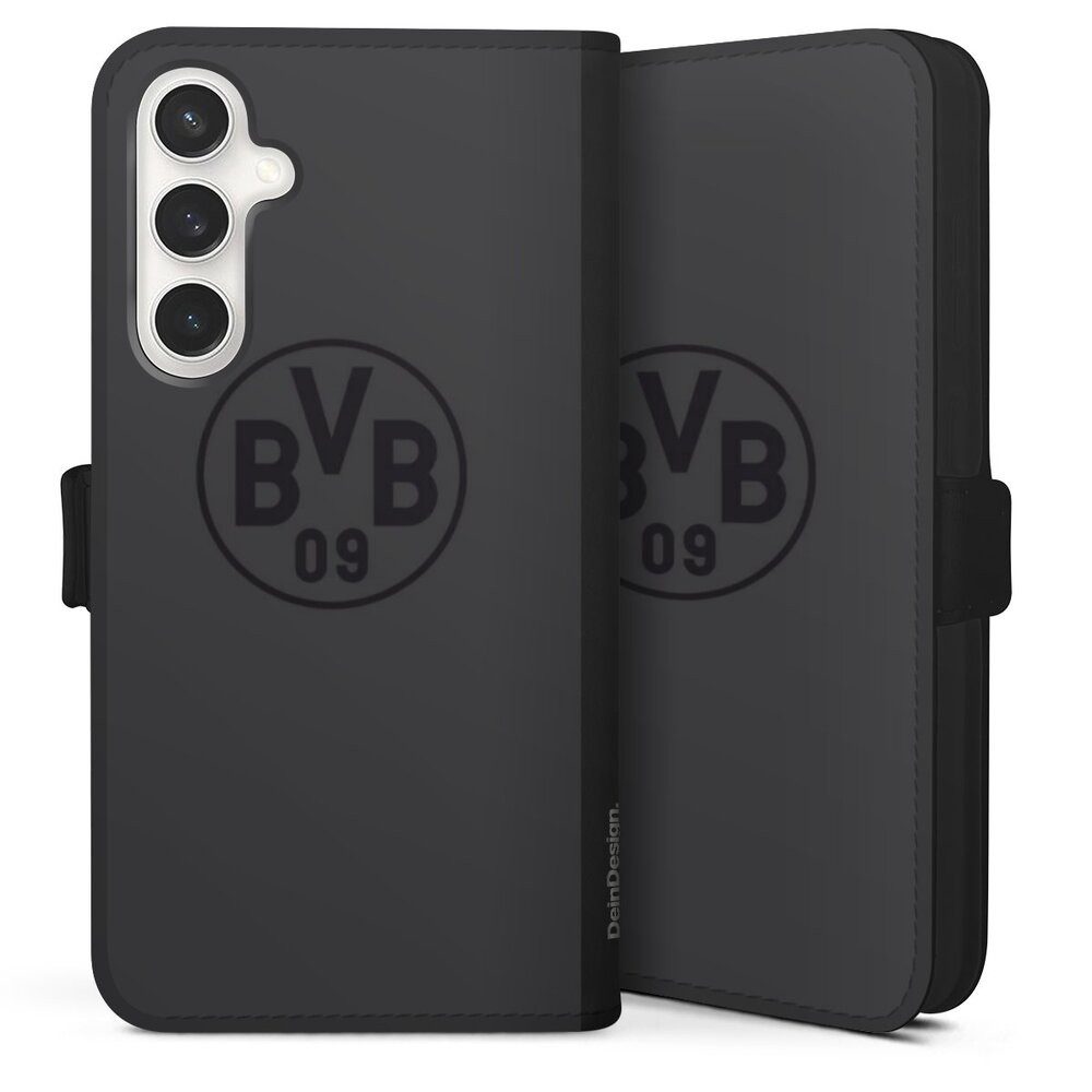 DeinDesign Handyhülle Borussia Dortmund Logo BVB BVB Grau, Samsung Galaxy S24 FE 5G Hülle Handy Flip Case Wallet Cover
