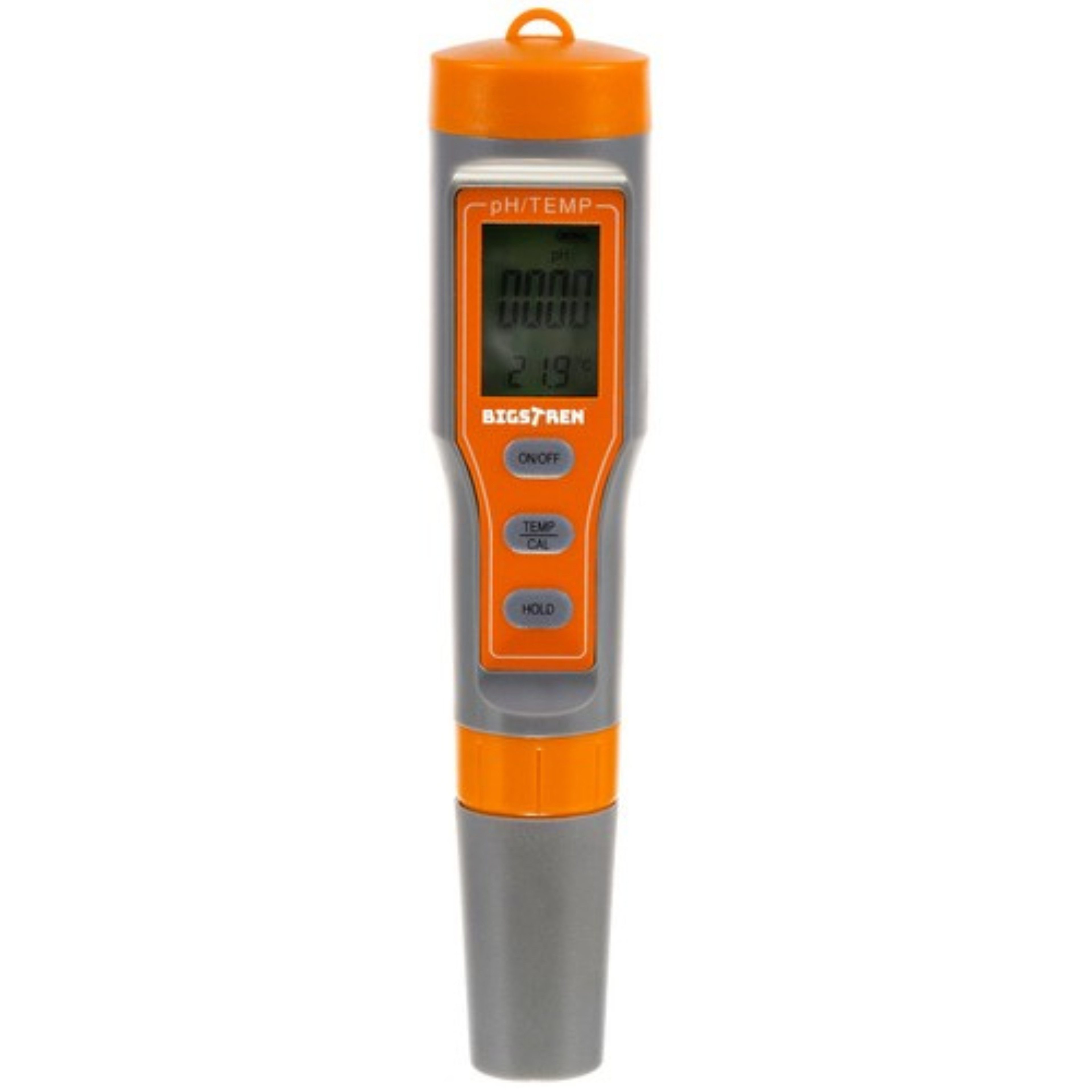 BIGSTREN pH-Messgerät Wasserqualitätstester für Aquarium Pool Trinkwasser mit ATC-Funktion, (Komplettset für pH- und Temperaturmessung mit Batterien & Kalibrierung, Wassertester inkl. Batterien & 3 Kalibrierpulver für sofortigen Start), Elektronischer pH-Tester mit ATC, Thermometer & LED-Anzeige