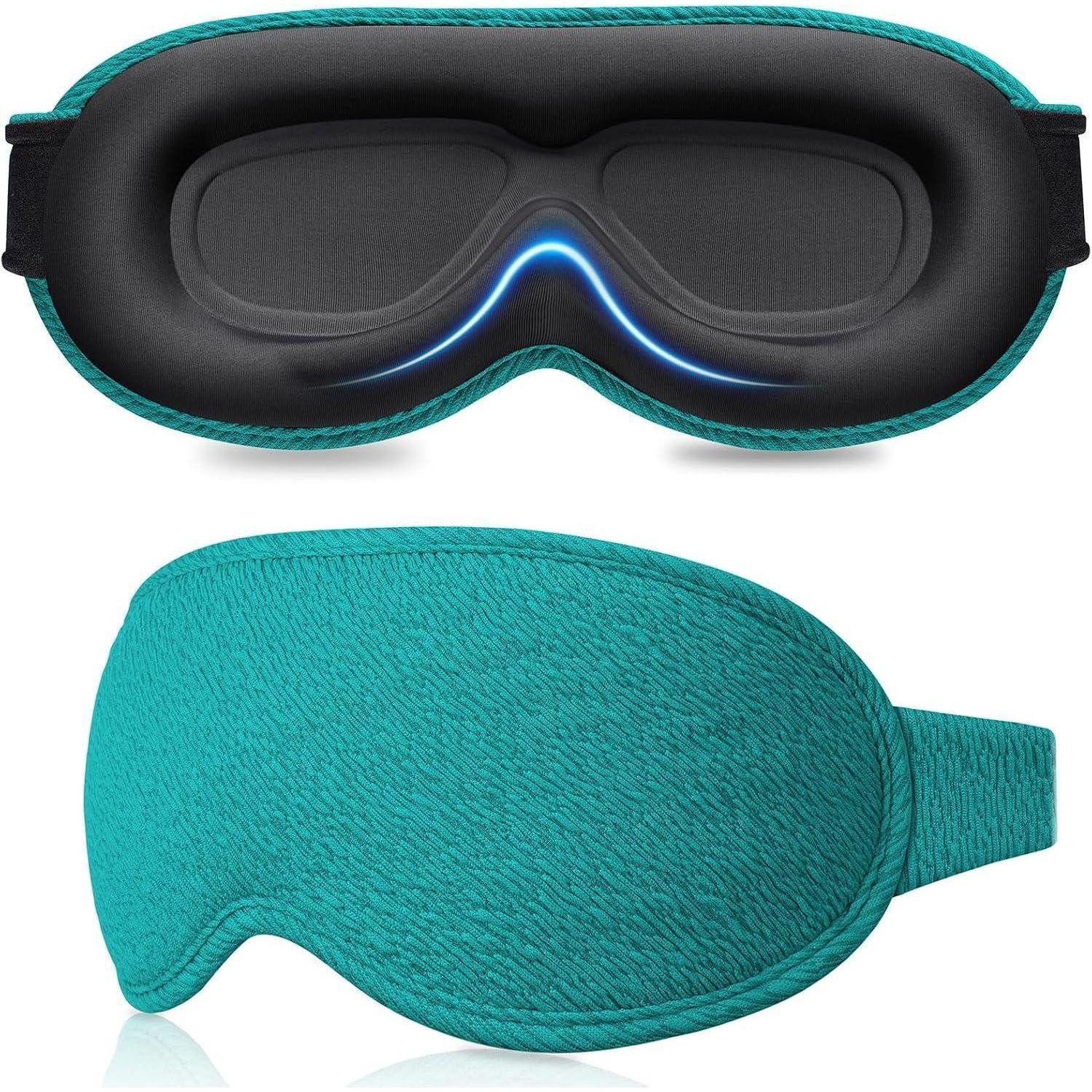 LuxusKollektion Schlafmaske Schlafmaske 3D Seitenschläfer Lichtblockierend Gummiband Dunkles Cyan