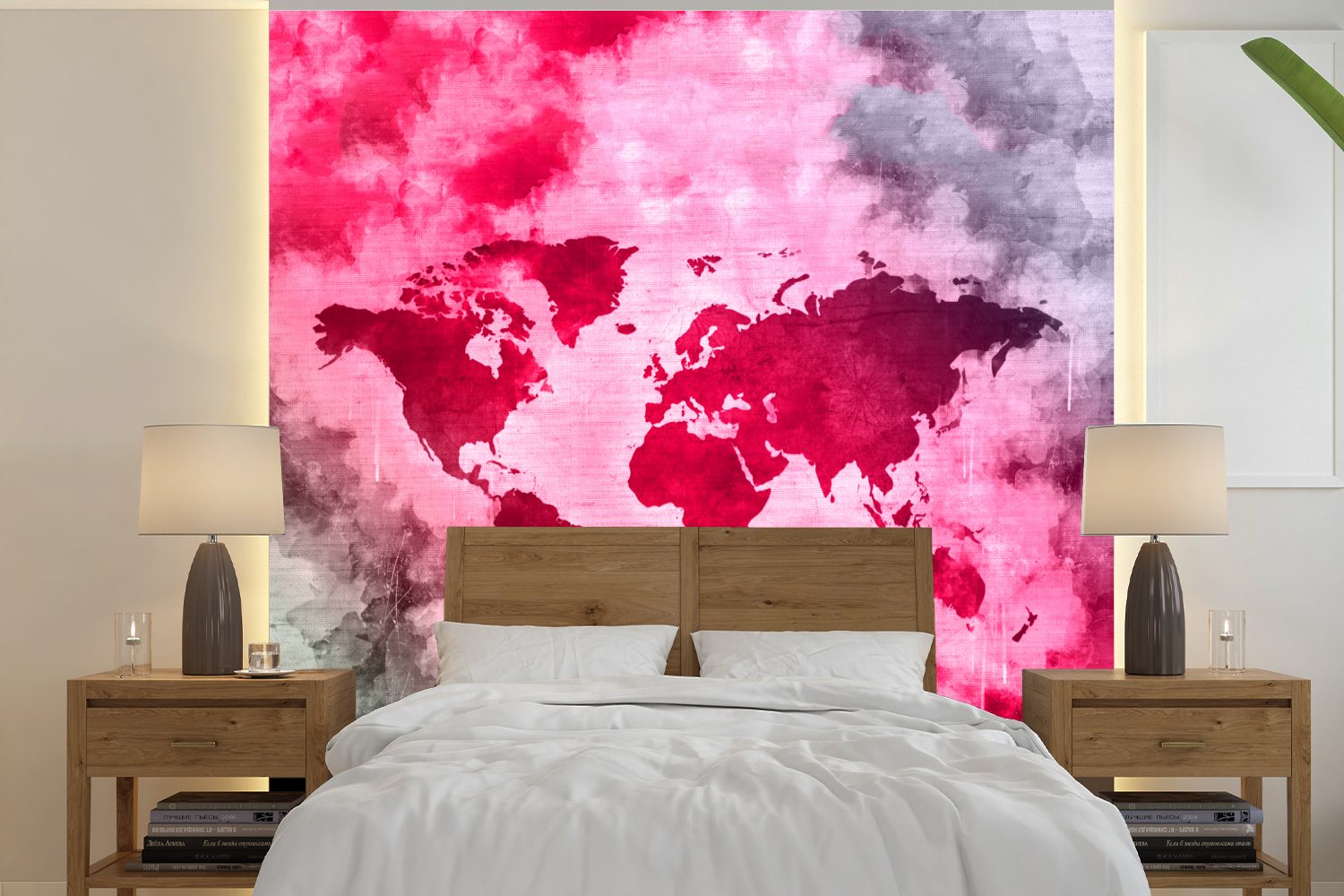 MuchoWow Fototapete Weltkarte - Abstrakt Farben, Wandtapete - bedruckt, St), (5 für oder Tapete Schlafzimmer, Wohnzimmer Vinyl Matt