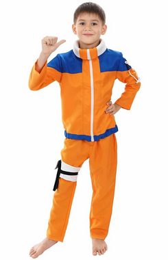 GalaxyCat Kostüm Genin Kinderkostüm für Naruto Fans, Uzumaki Ninja Kinder Kostüm, Kinder Kostüm von Naruto Uzumaki